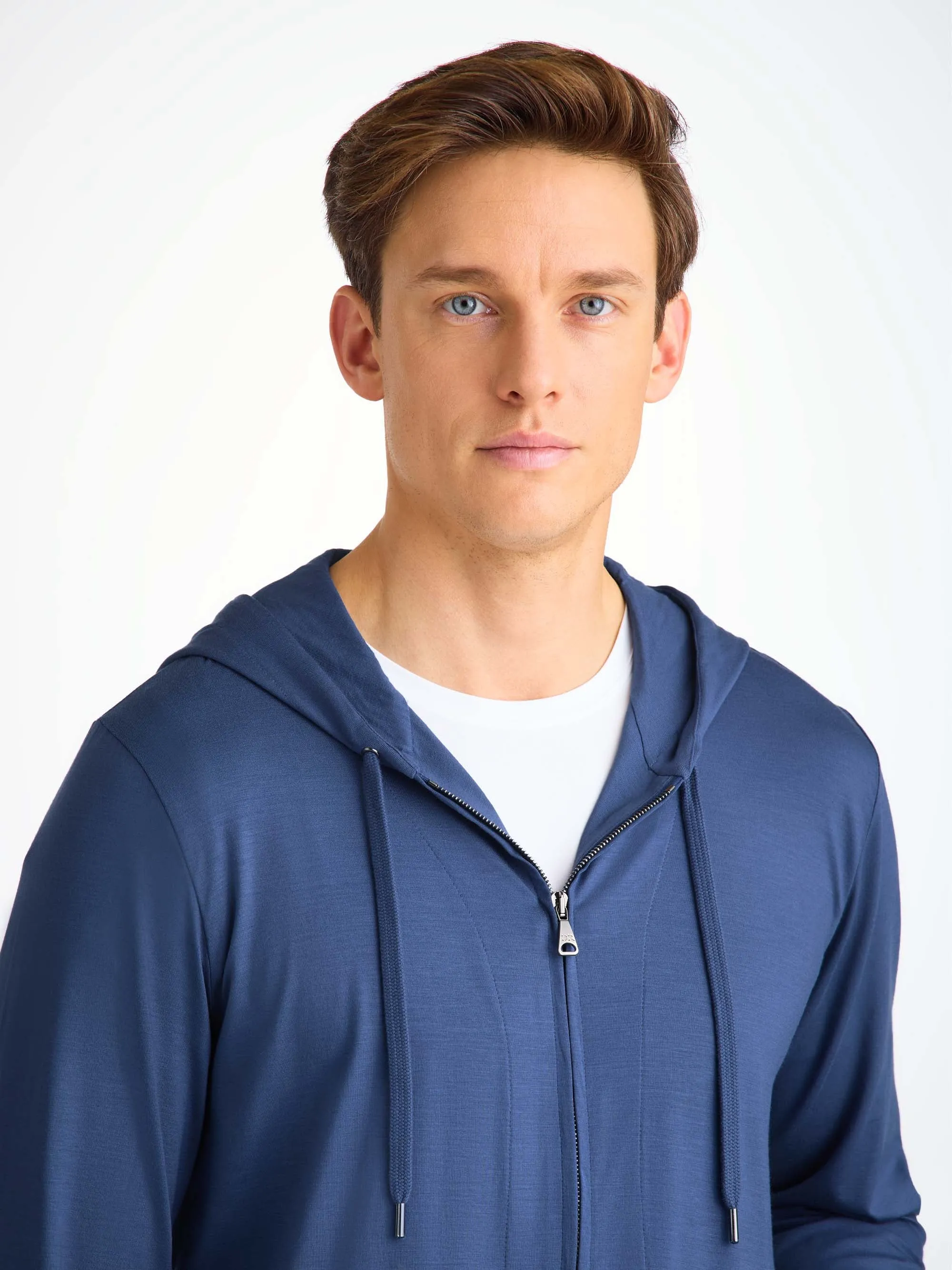 Men's Zip Up Hoodie Basel Micro Modal Stretch Sapphire sold by Derek Rose product image thumbnail 5
