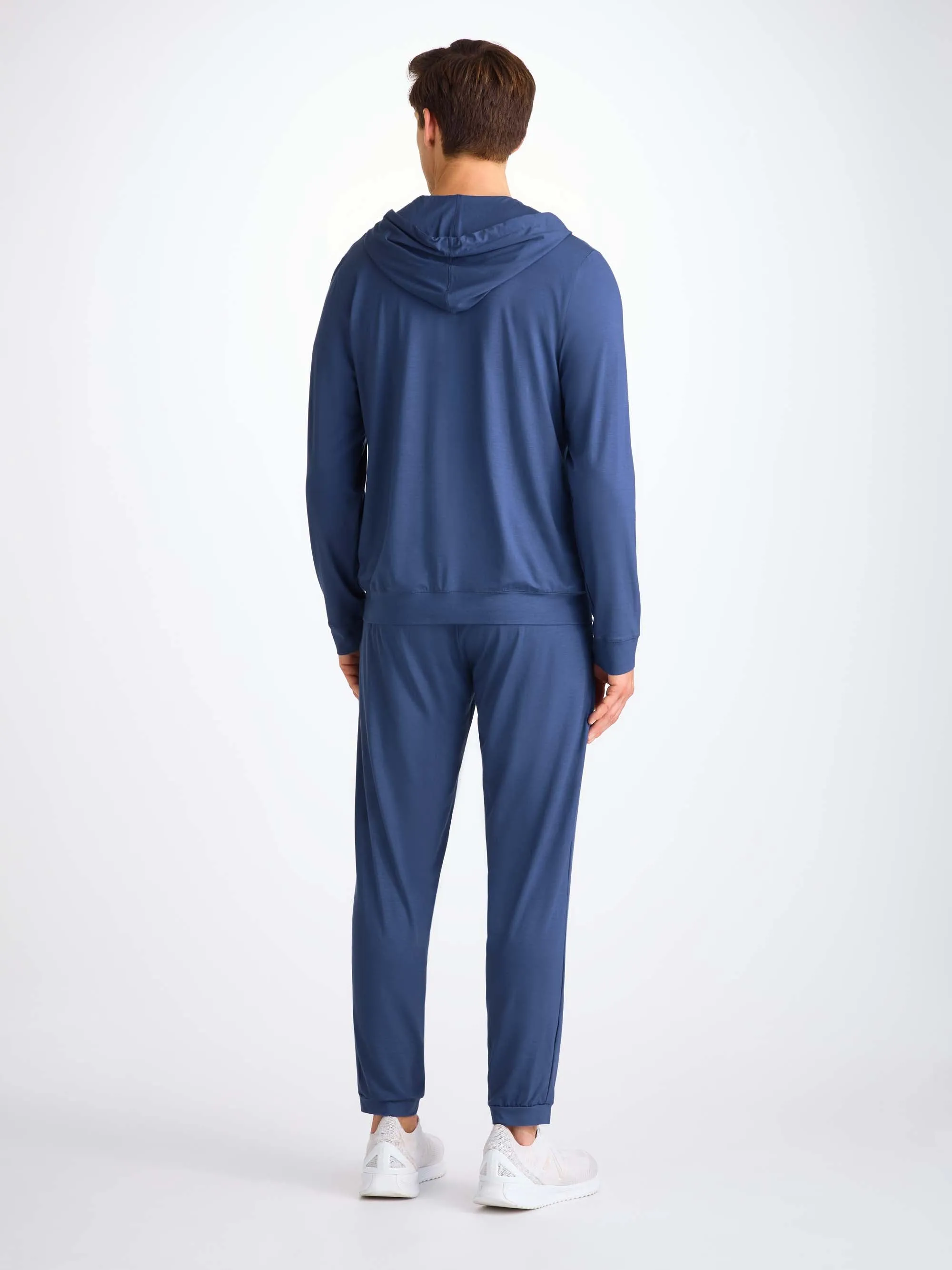 Men's Zip Up Hoodie Basel Micro Modal Stretch Sapphire sold by Derek Rose product image thumbnail 3