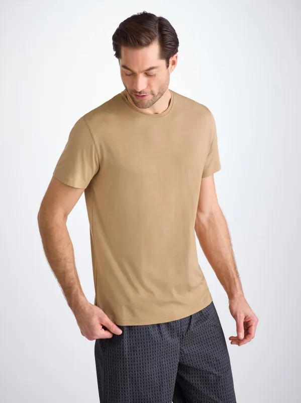 Men's T-Shirt Basel Micro Modal Stretch Camel sold by Derek Rose