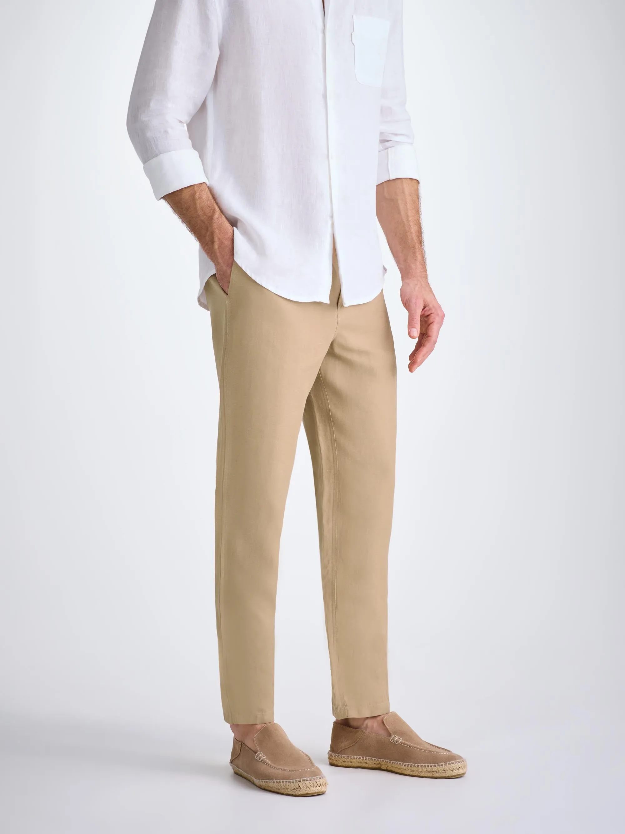 Men's Pants Sydney Linen Camel sold by Derek Rose