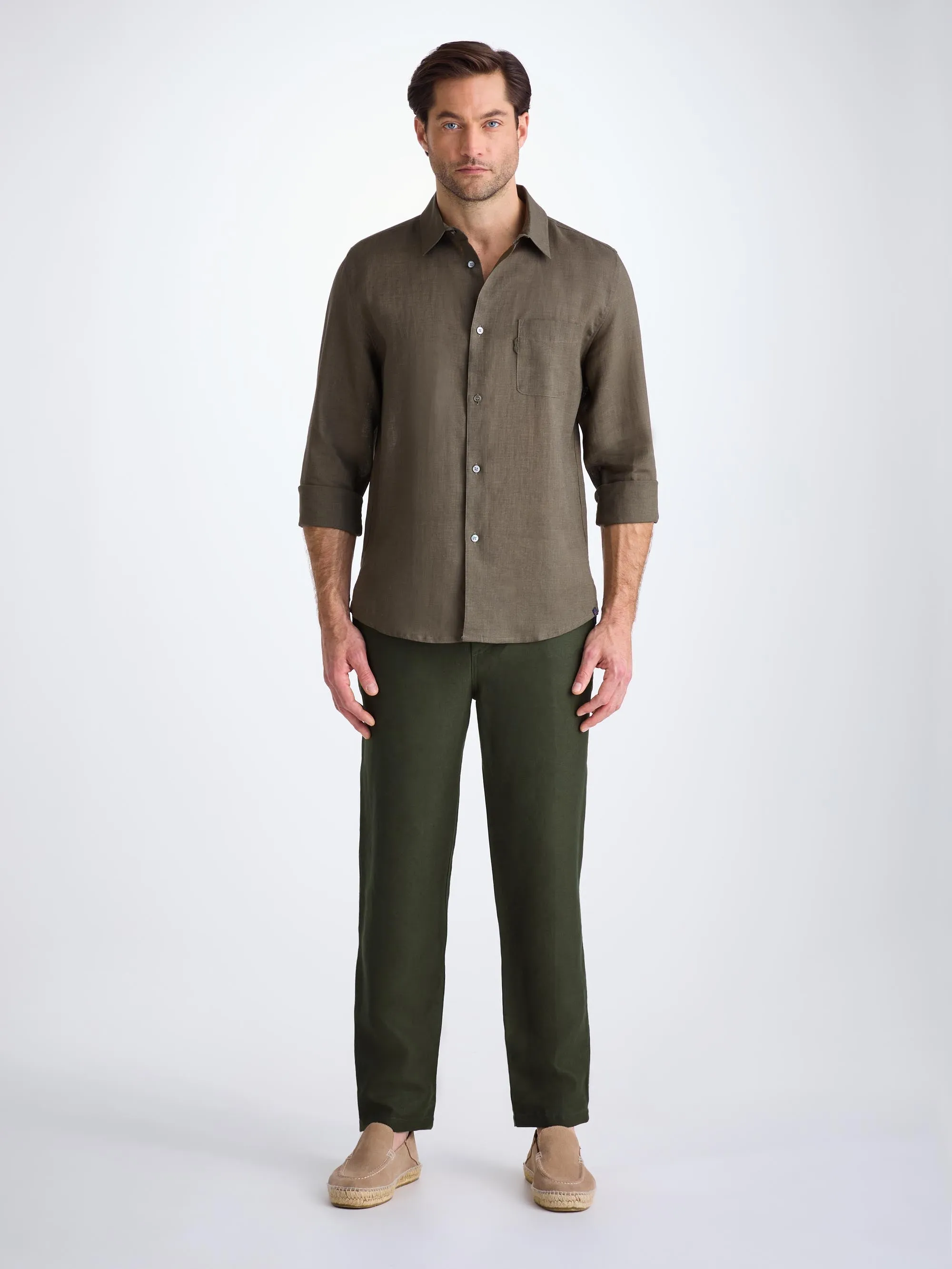 Men's Pants Sydney Linen Khaki sold by Derek Rose product image thumbnail 4