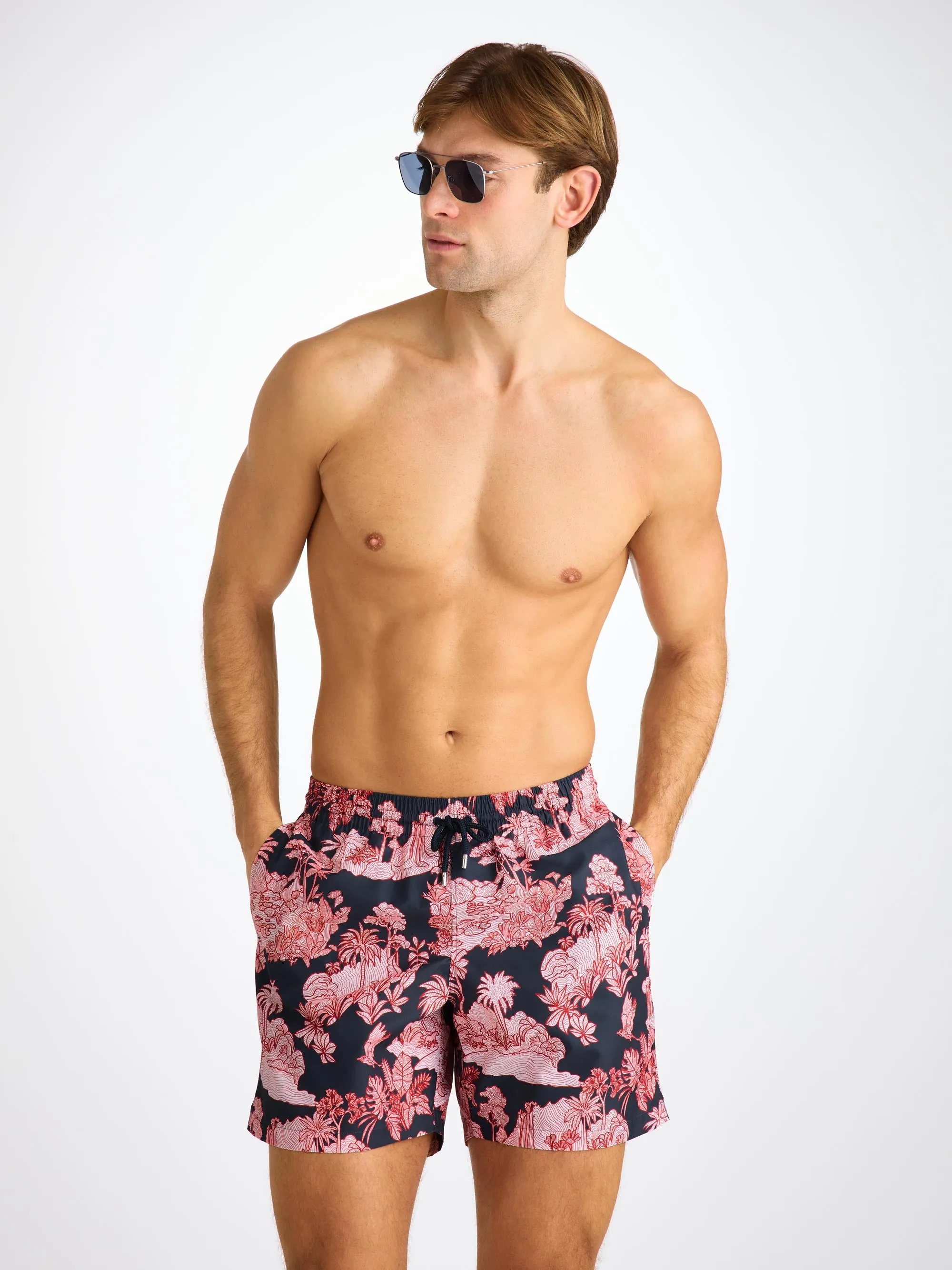 Men's Swim Trunks Navy Island Hopping Print sold by Derek Rose