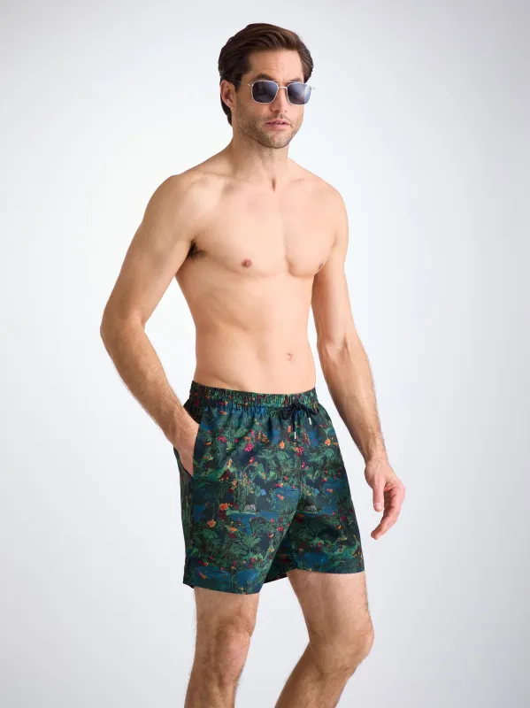 Men's Swim Trunks Multi Midnight Jungle Print made by Derek Rose