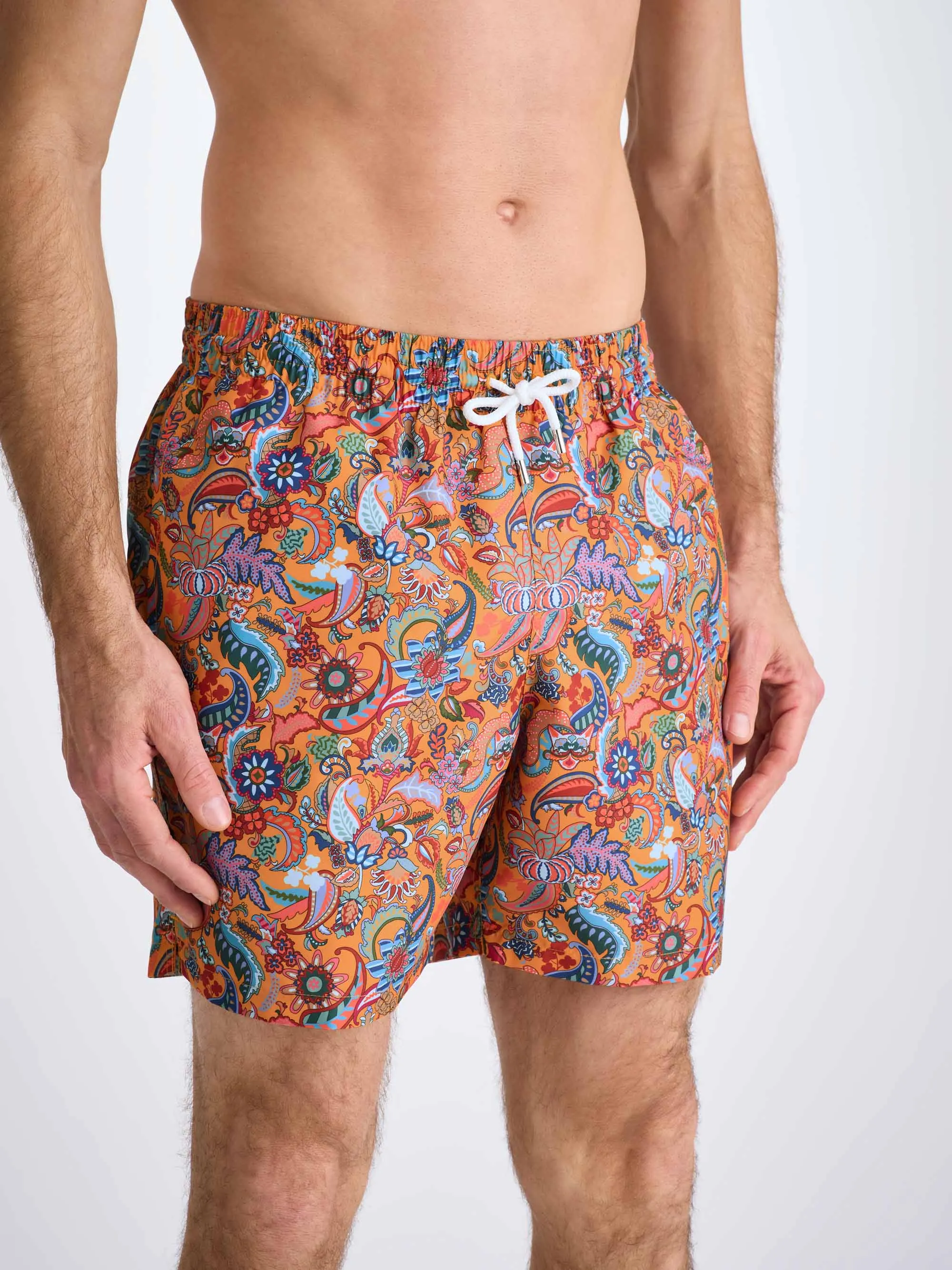 Men's Swim Trunks Apricot Jungle Paisley Print sold by Derek Rose product image thumbnail 5