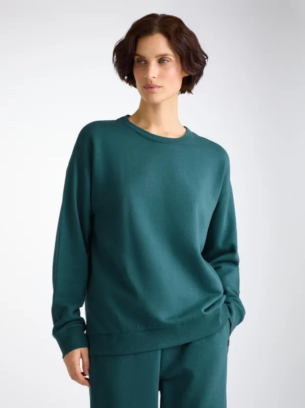 Women's Sweatshirt Quinn Cotton Modal Pine Green sold by Derek Rose