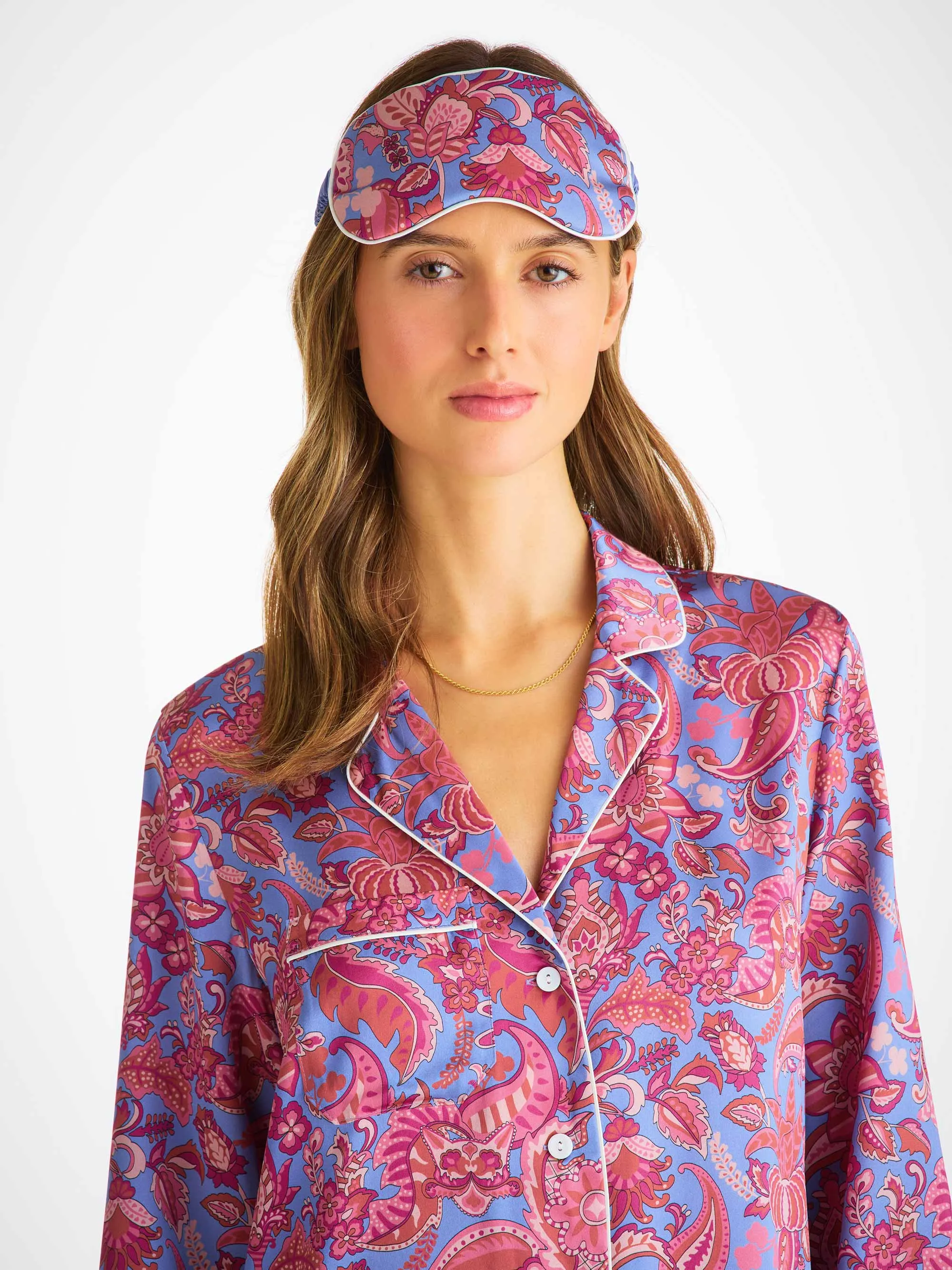 Eye Mask Silk Satin Amethyst Jungle Paisley Pattern sold by Derek Rose