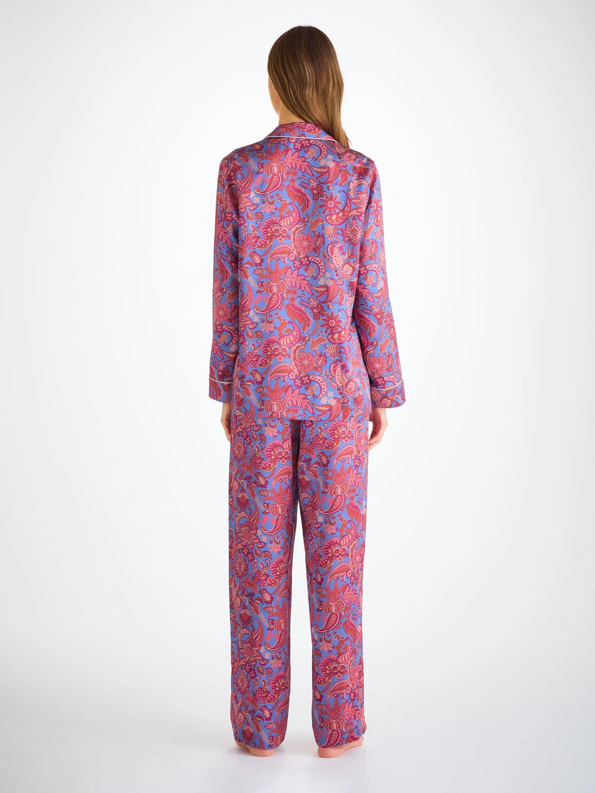 Women's Pajamas Silk Satin Amethyst Jungle Paisley Pattern sold by Derek Rose product image thumbnail 4