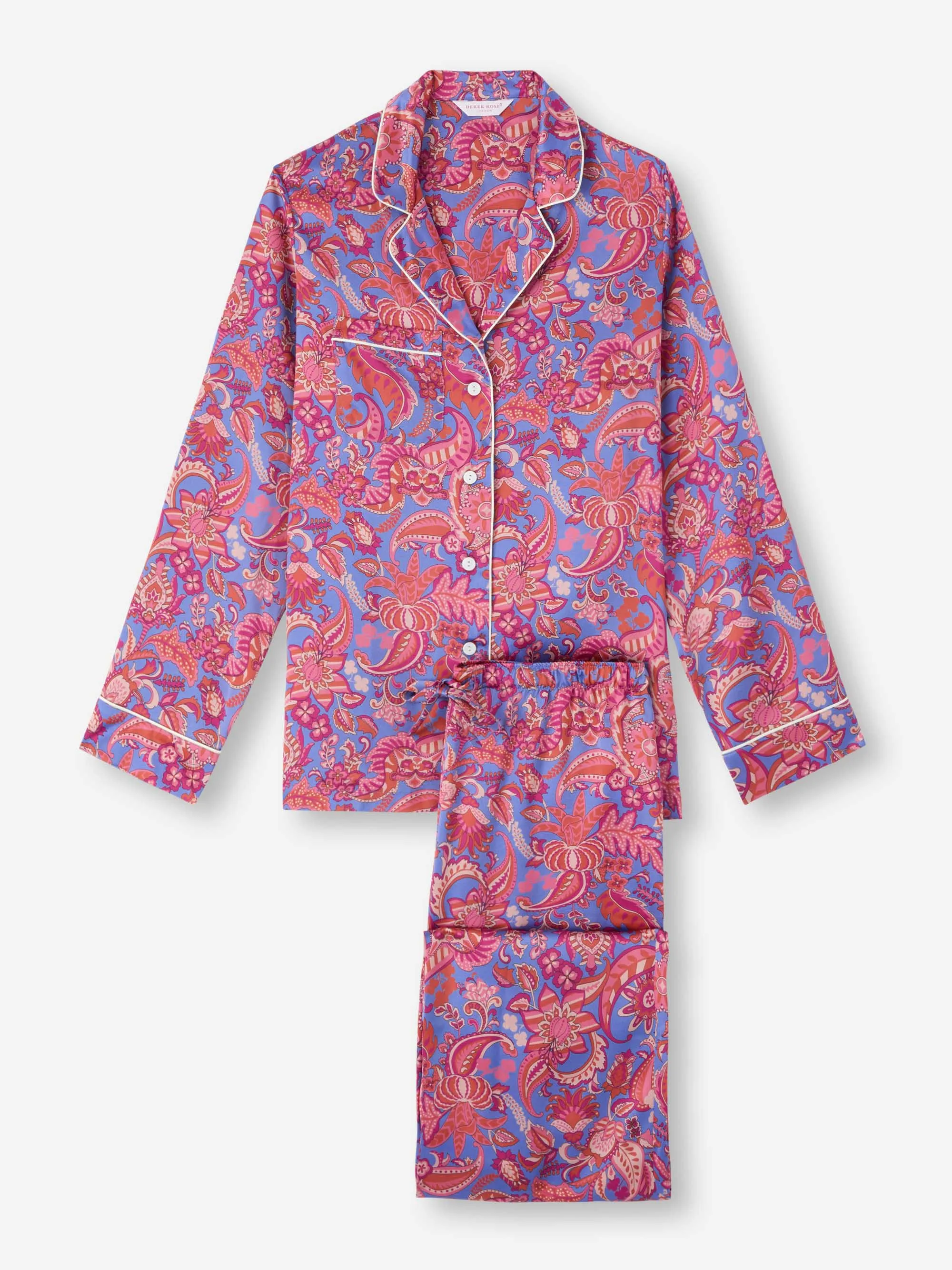 Women's Pajamas Silk Satin Amethyst Jungle Paisley Pattern sold by Derek Rose product image thumbnail 2