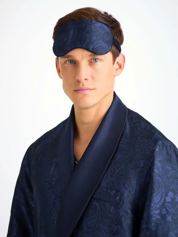 Eye Mask Silk Jacquard Navy Jungle Paisley Pattern sold by Derek Rose