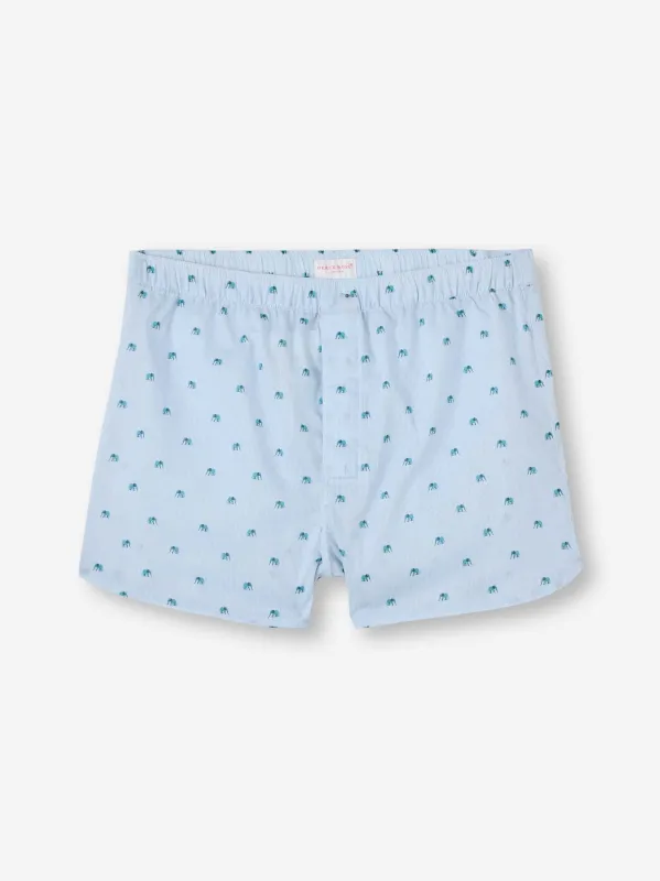 Men's Modern Fit Boxers Cotton Batiste Blue Elephant Print sold by Derek Rose