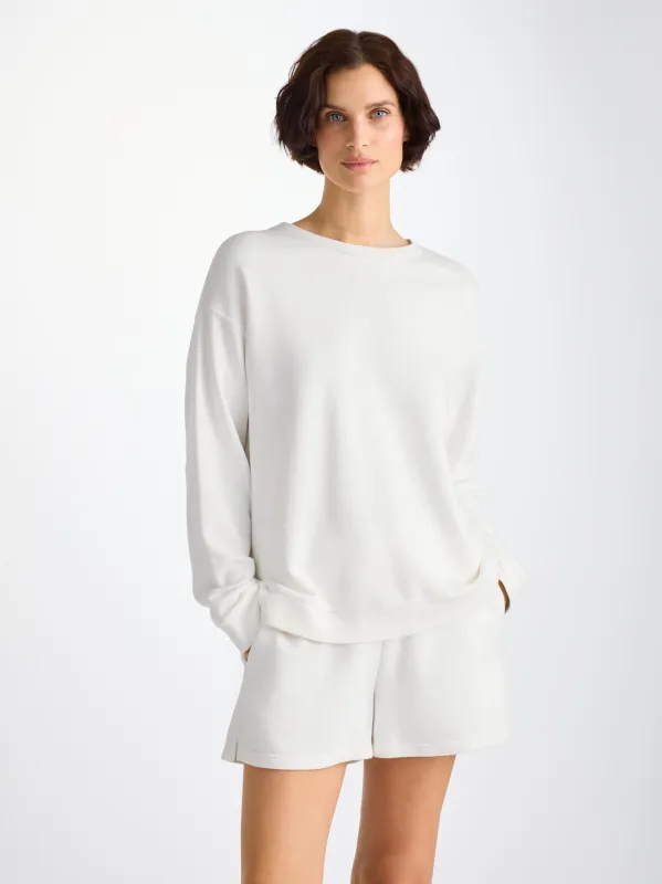 Women's Sweatshirt Quinn Cotton Modal White sold by Derek Rose