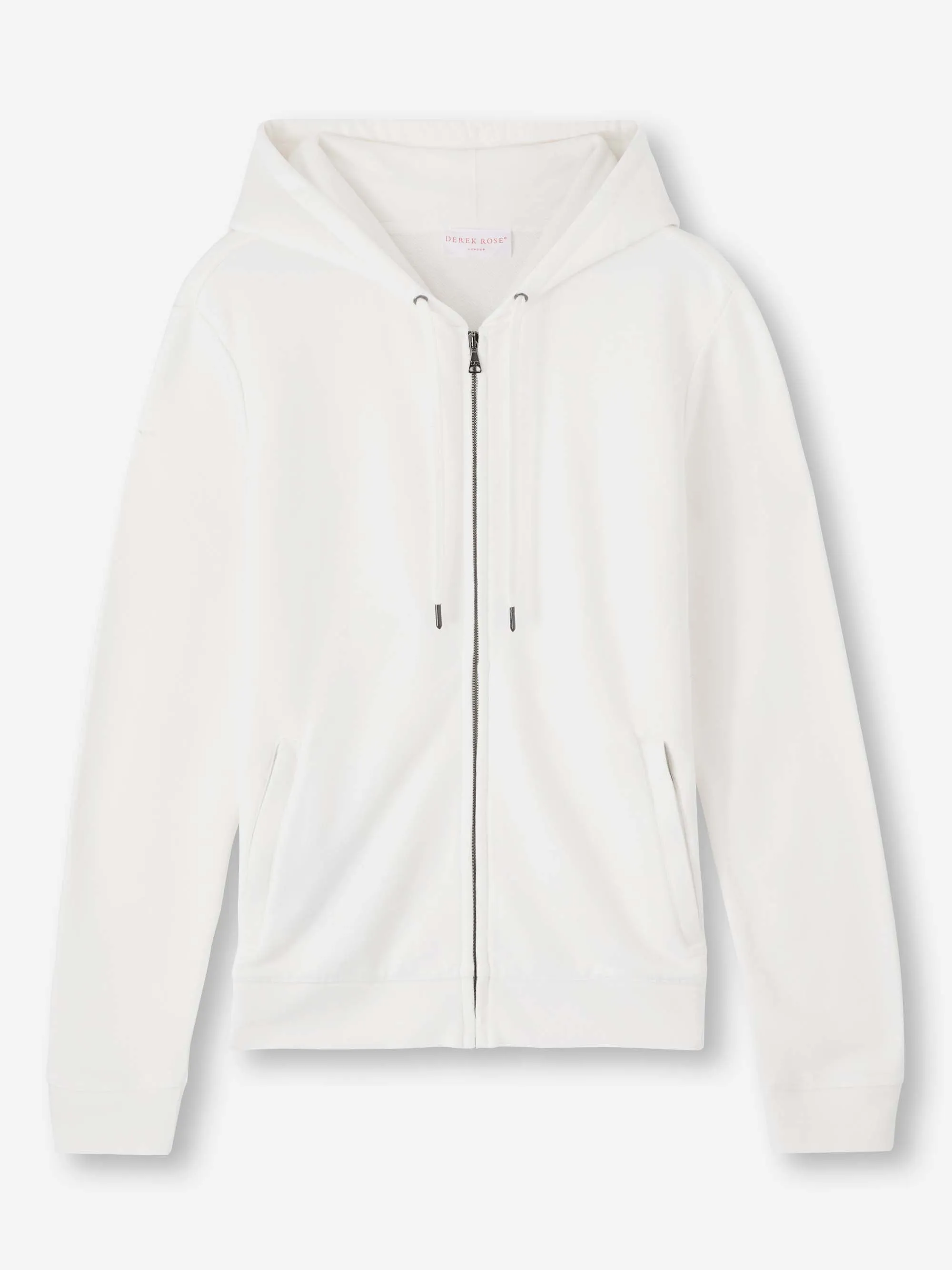 Men's Zip Up Hoodie Quinn Cotton Modal White sold by Derek Rose product image thumbnail 2