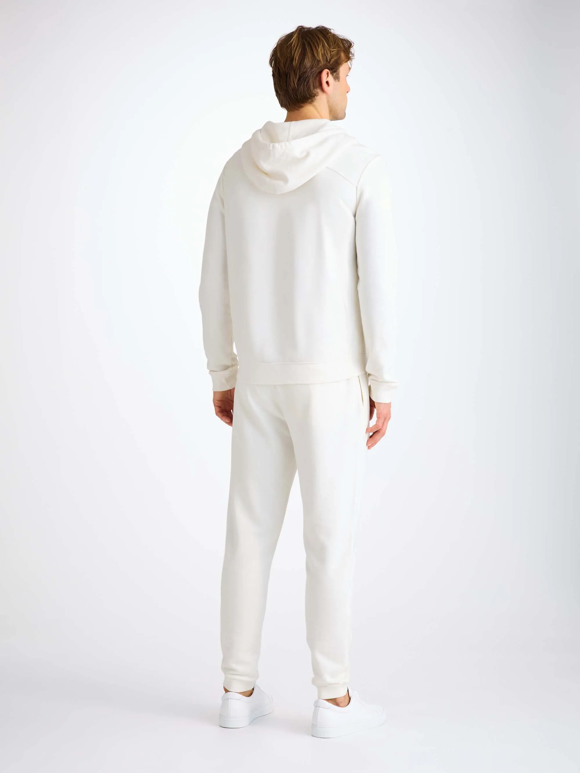 Men's Zip Up Hoodie Quinn Cotton Modal White sold by Derek Rose product image thumbnail 3
