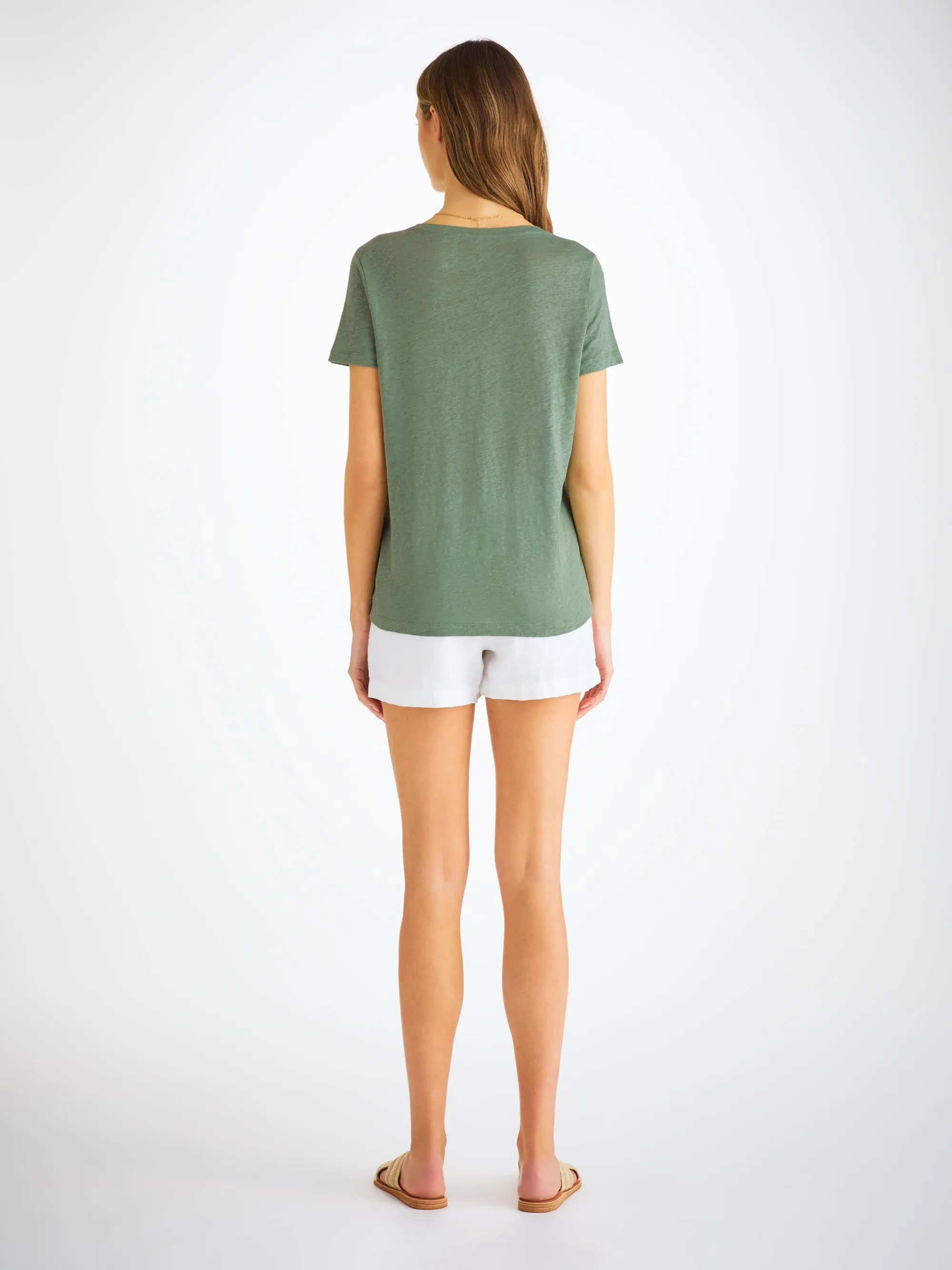 Women's V-Neck T-Shirt Jordan Linen Sage Green sold by Derek Rose product image thumbnail 4