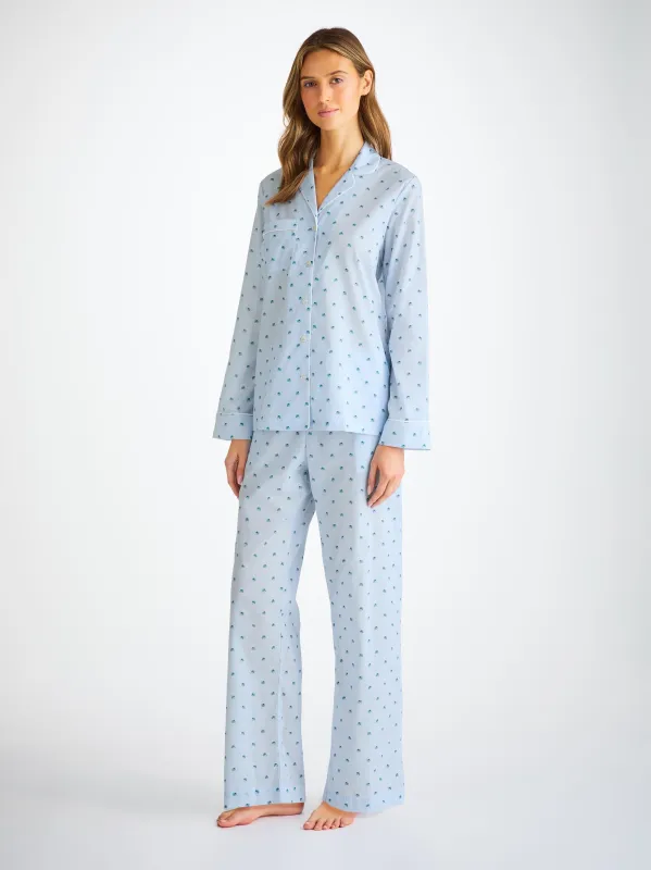 Women's Pajamas Cotton Batiste Blue Elephant Print sold by Derek Rose