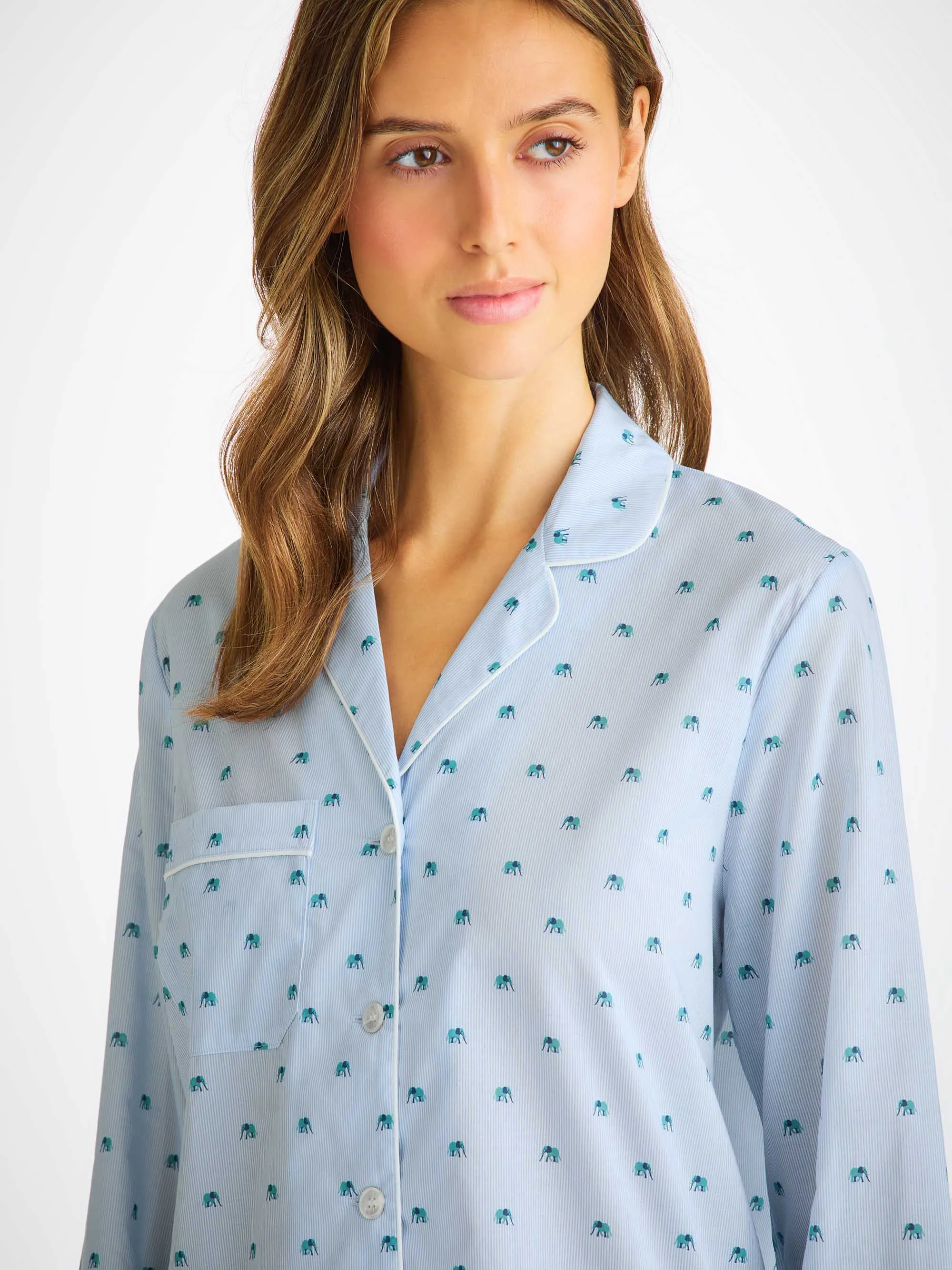 Women's Pajamas Cotton Batiste Blue Elephant Print sold by Derek Rose product image thumbnail 5