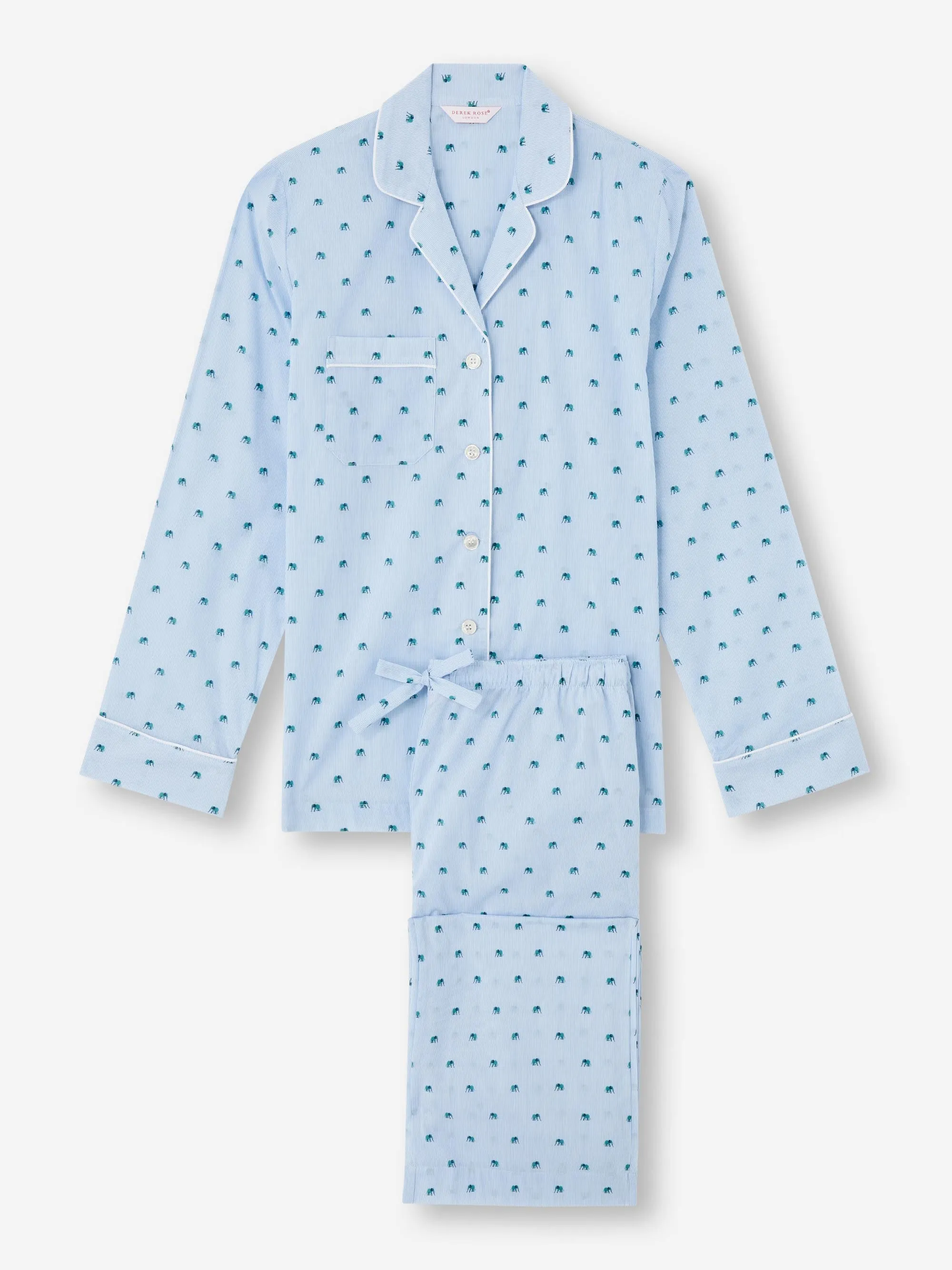 Women's Pajamas Cotton Batiste Blue Elephant Print sold by Derek Rose product image thumbnail 2
