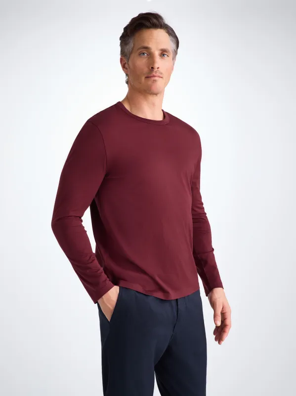 Men's Long Sleeve T-Shirt Barny Pima Cotton Burgundy sold by Derek Rose