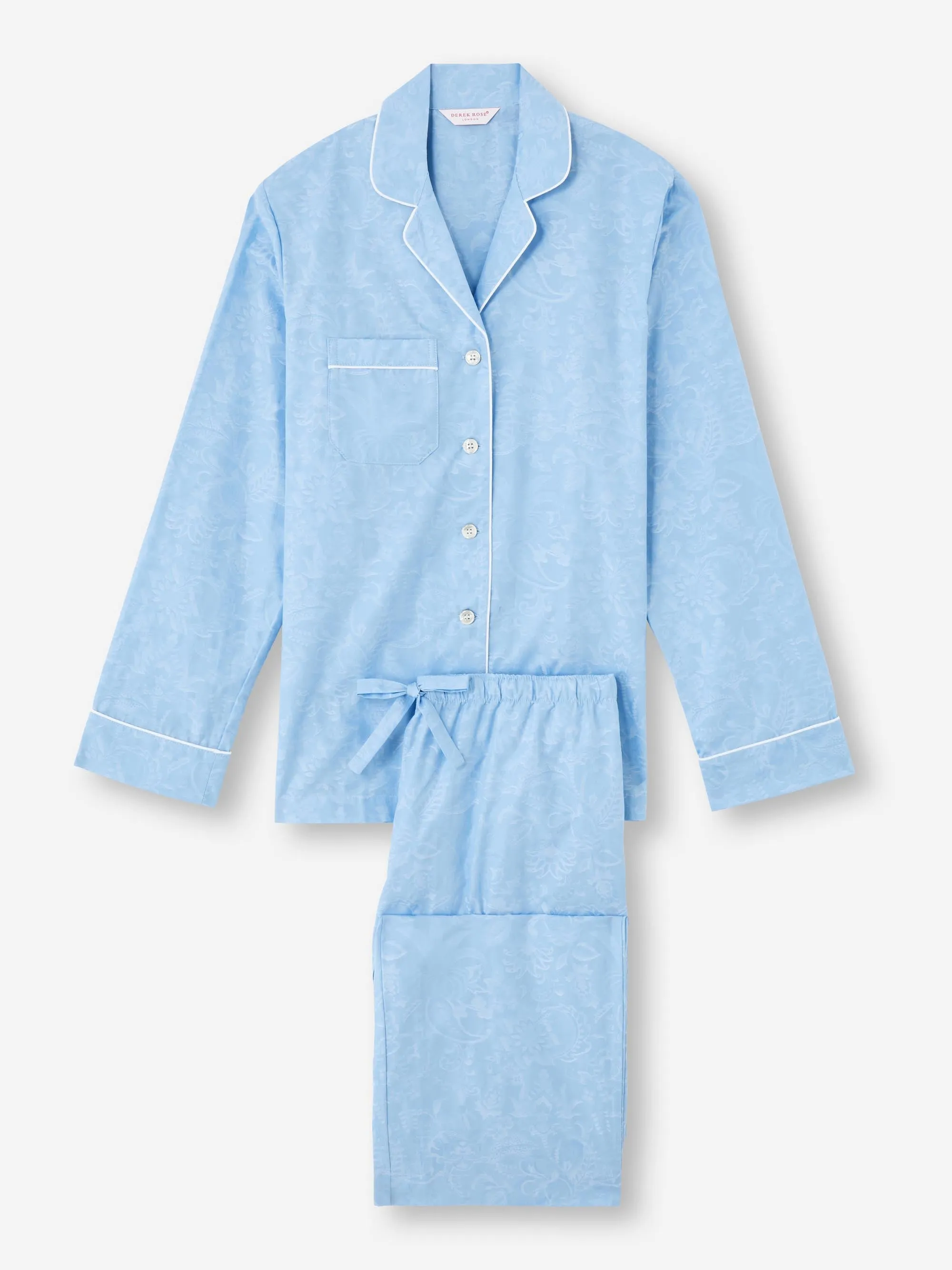 Women's Pajamas Cotton Jacquard Light Blue Jungle Paisley Pattern sold by Derek Rose product image thumbnail 2