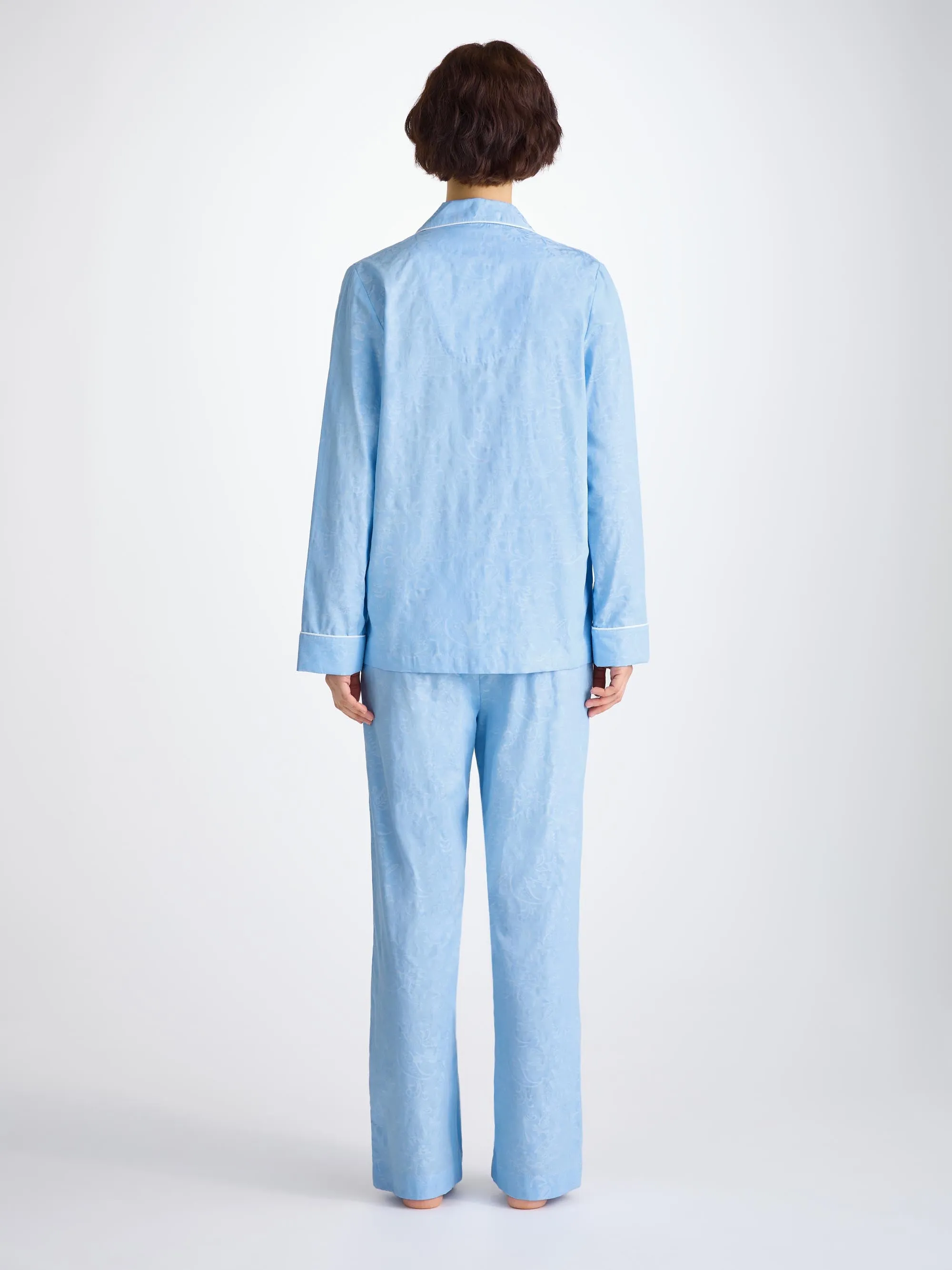 Women's Pajamas Cotton Jacquard Light Blue Jungle Paisley Pattern sold by Derek Rose product image thumbnail 4