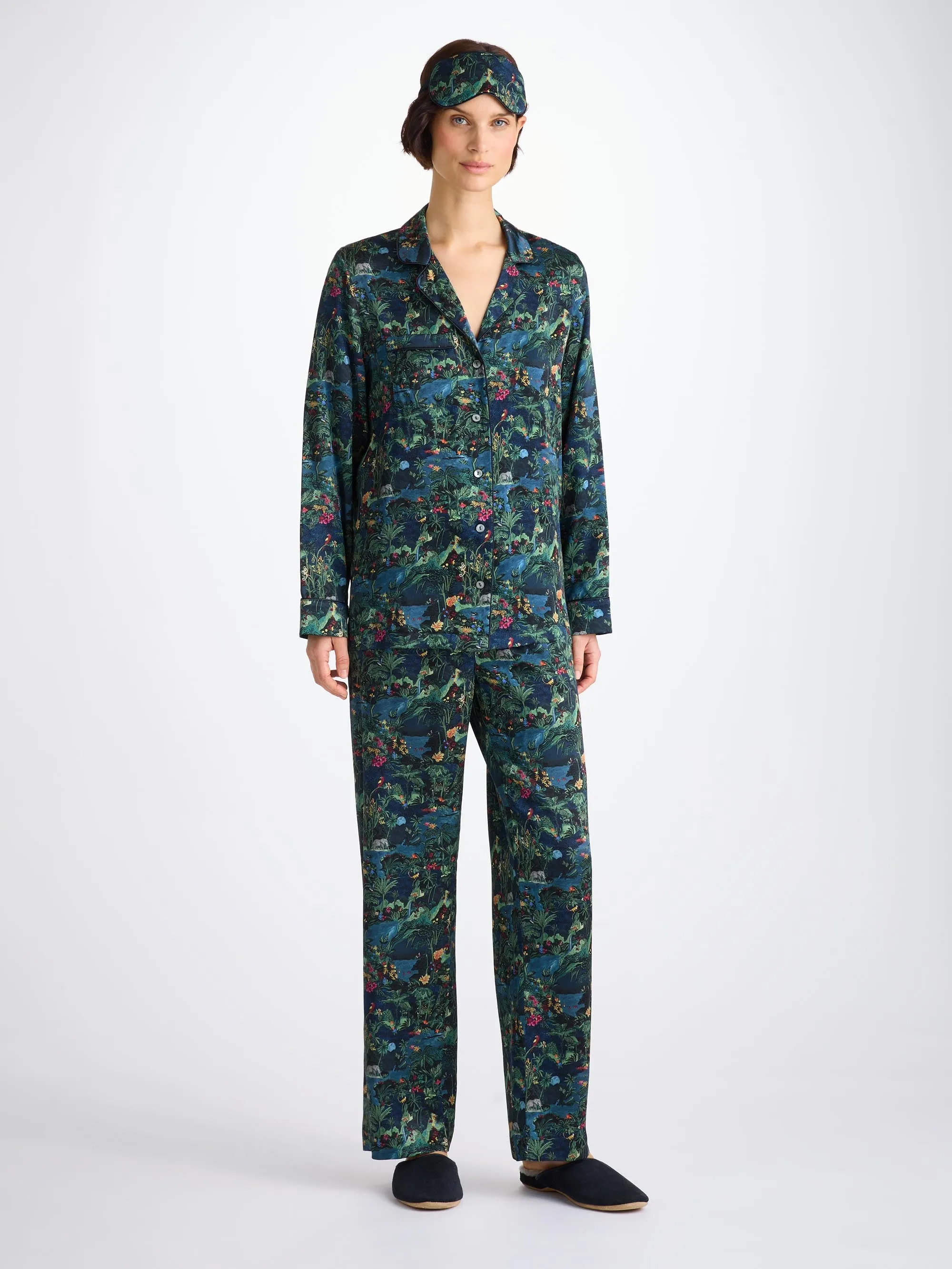 Eye Mask Silk Satin Multi Midnight Jungle Print sold by Derek Rose product image thumbnail 5