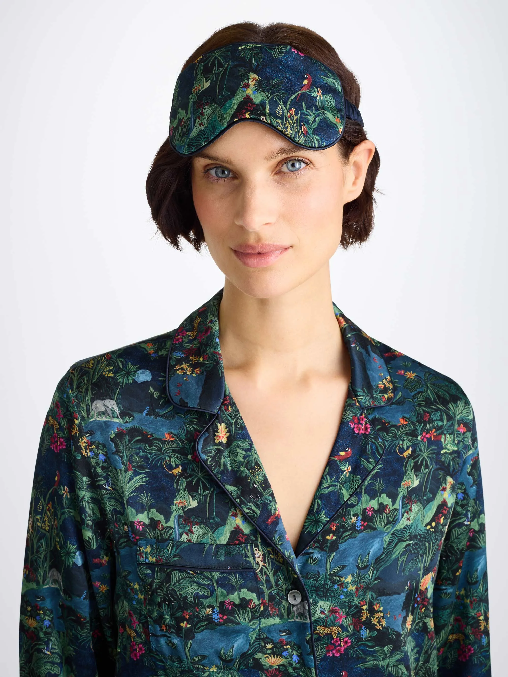 Eye Mask Silk Satin Multi Midnight Jungle Print sold by Derek Rose product image thumbnail 3