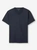 Men's V-Neck T-Shirt Barny Pima Cotton Navy sold by Derek Rose