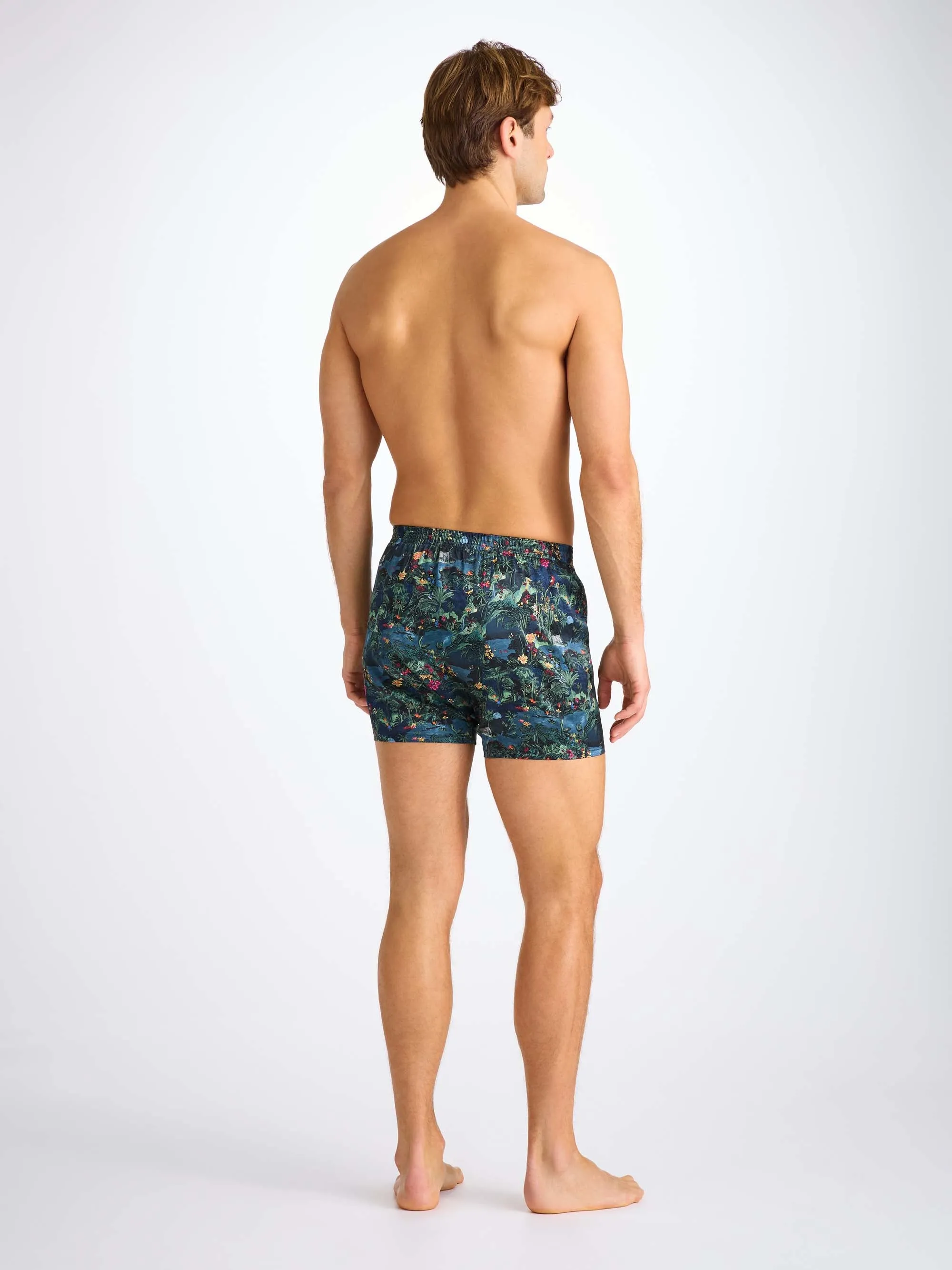 Men's Classic Fit Boxers Silk Satin Multi Midnight Jungle Print sold by Derek Rose product image thumbnail 5