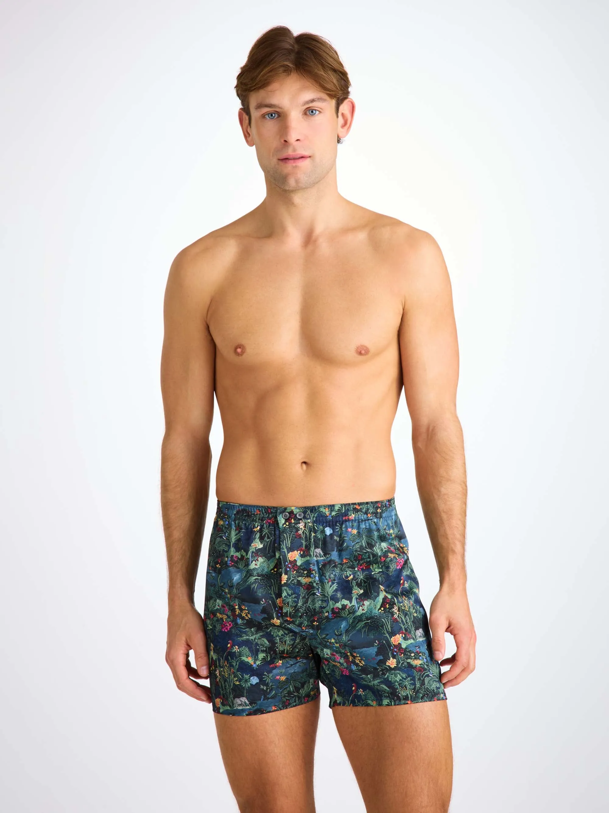 Men's Classic Fit Boxers Silk Satin Multi Midnight Jungle Print sold by Derek Rose product image thumbnail 2