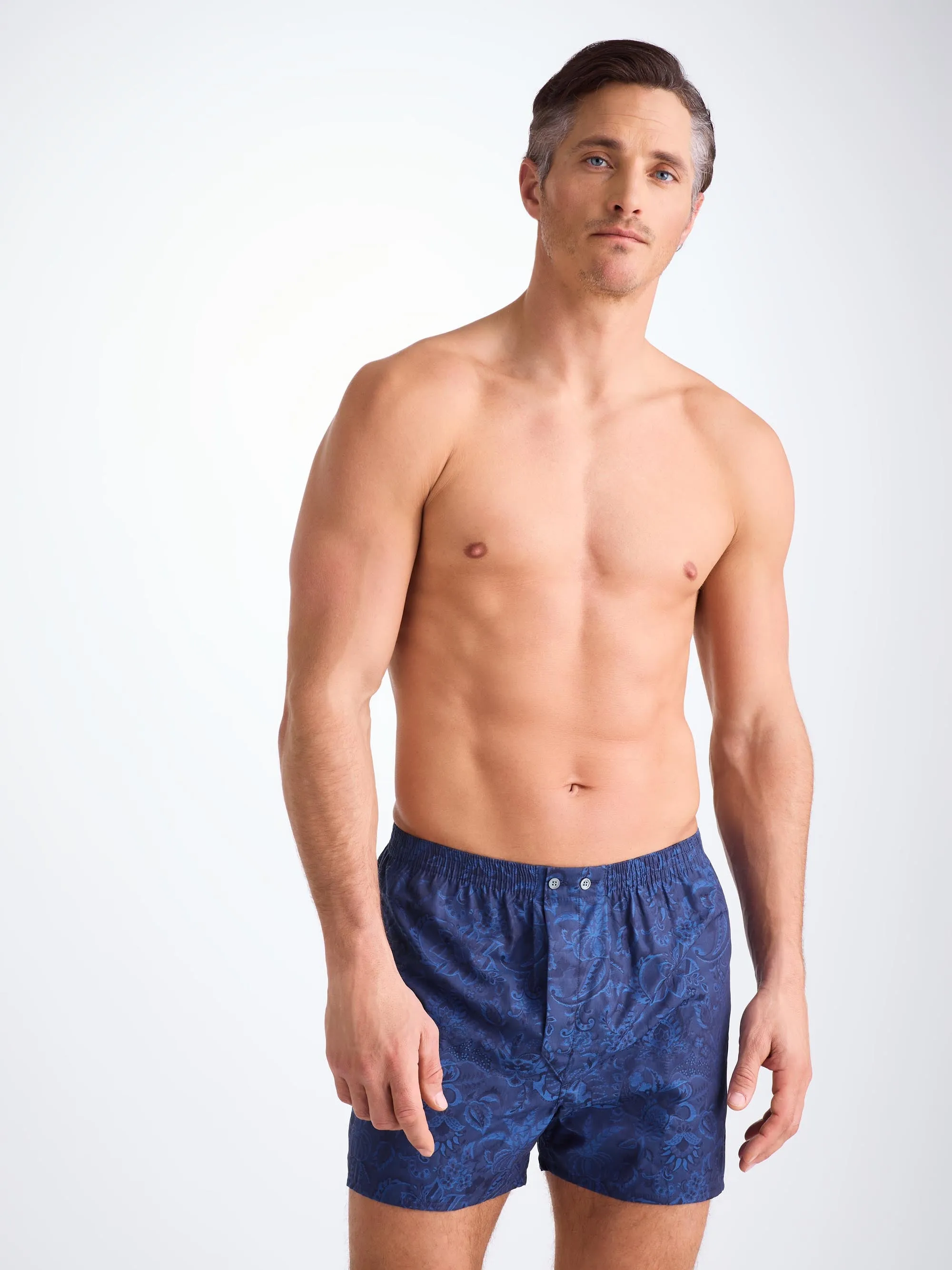 Men's Classic Fit Boxers Cotton Jacquard Navy Jungle Paisley Pattern sold by Derek Rose product image thumbnail 5