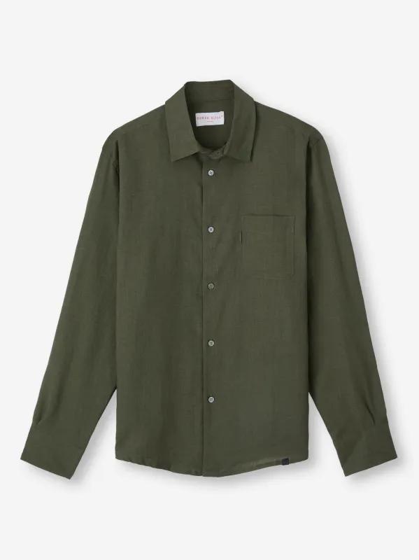 Men's Shirt Monaco Linen Khaki sold by Derek Rose