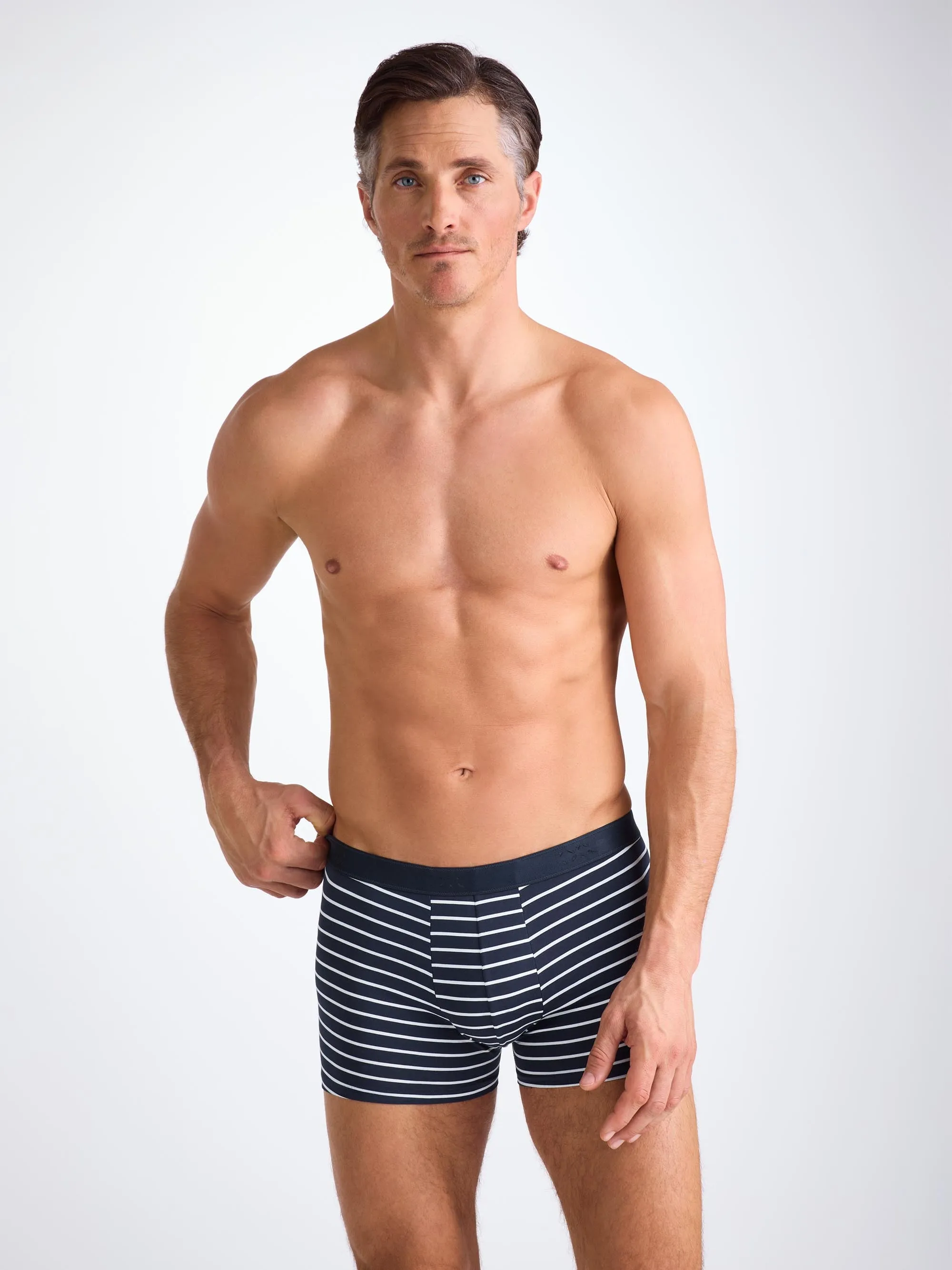 Men's Boxer Briefs Cotton Navy Stripe Print sold by Derek Rose product image thumbnail 2