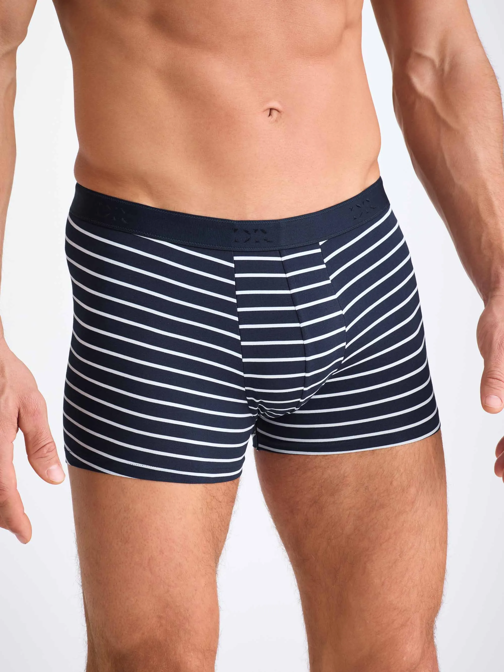 Men's Boxer Briefs Cotton Navy Stripe Print sold by Derek Rose product image thumbnail 3
