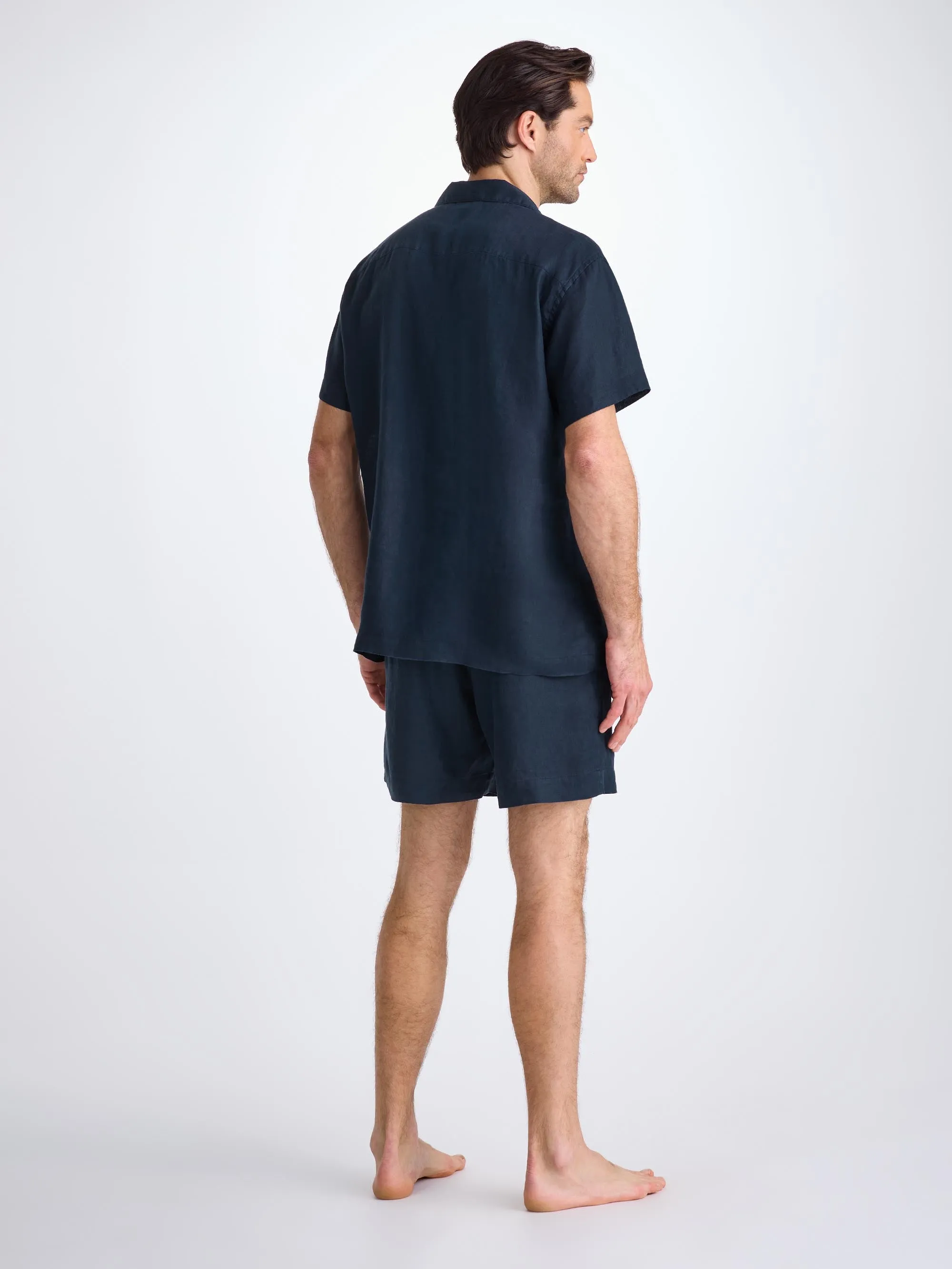 Men's Short Pajamas Sicily Linen Navy sold by Derek Rose product image thumbnail 4