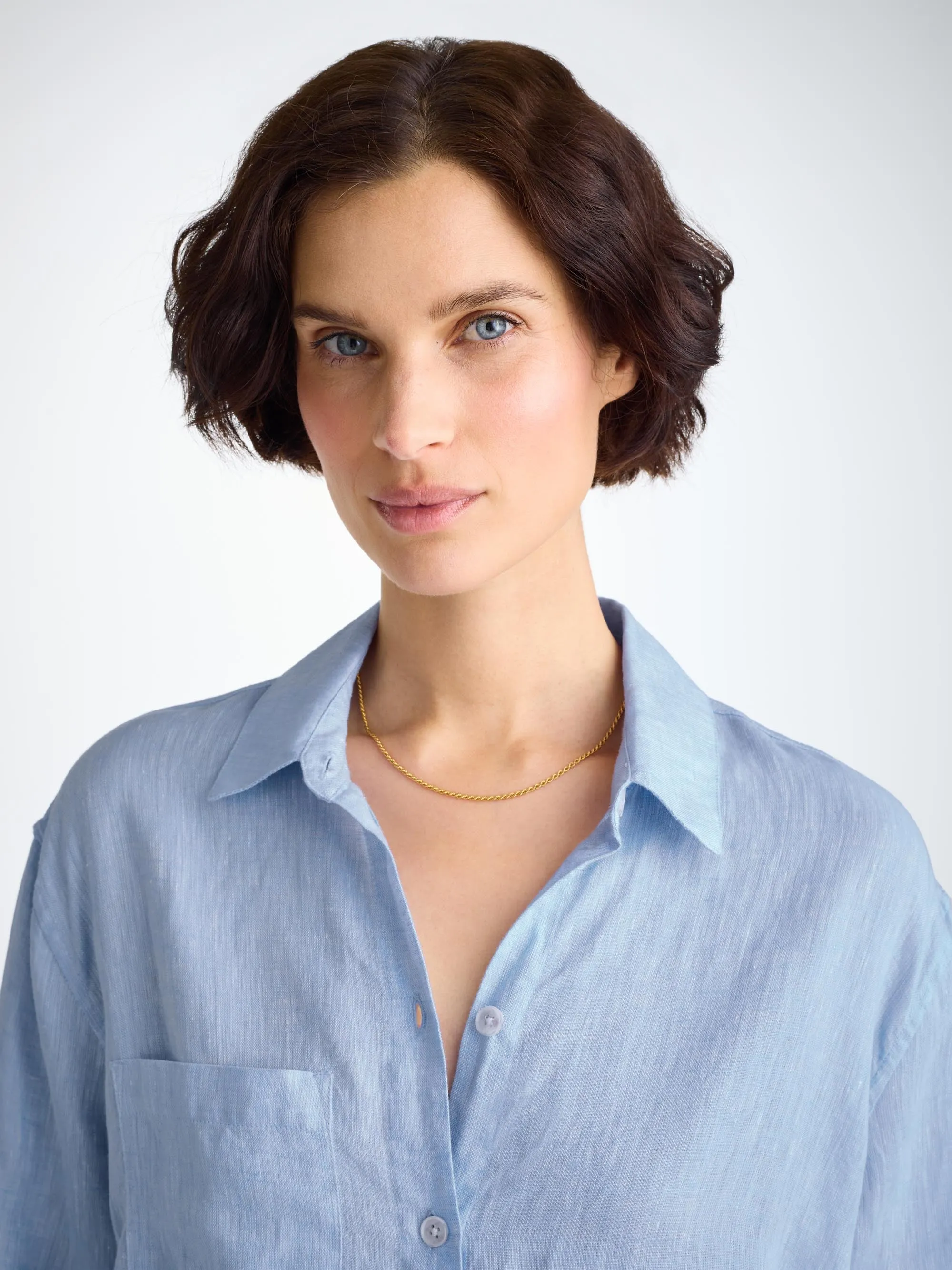 Women's Shirt Sicily Linen Sky Blue sold by Derek Rose product image thumbnail 5