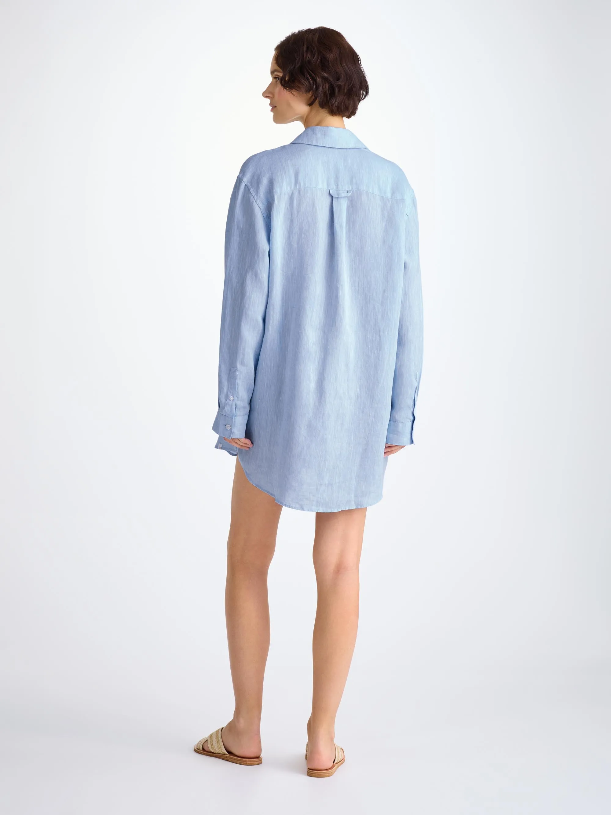 Women's Shirt Sicily Linen Sky Blue sold by Derek Rose product image thumbnail 4