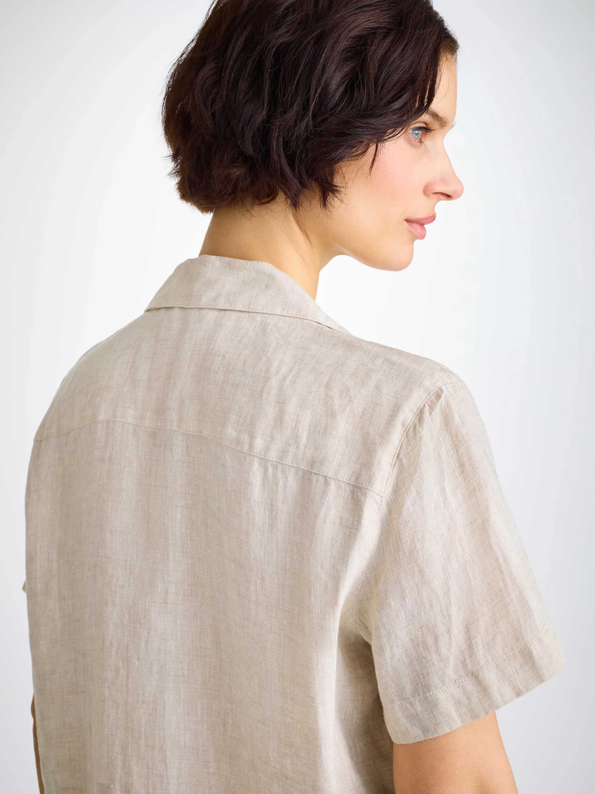 Women's Short Pajamas Sicily Linen Sand sold by Derek Rose product image thumbnail 5