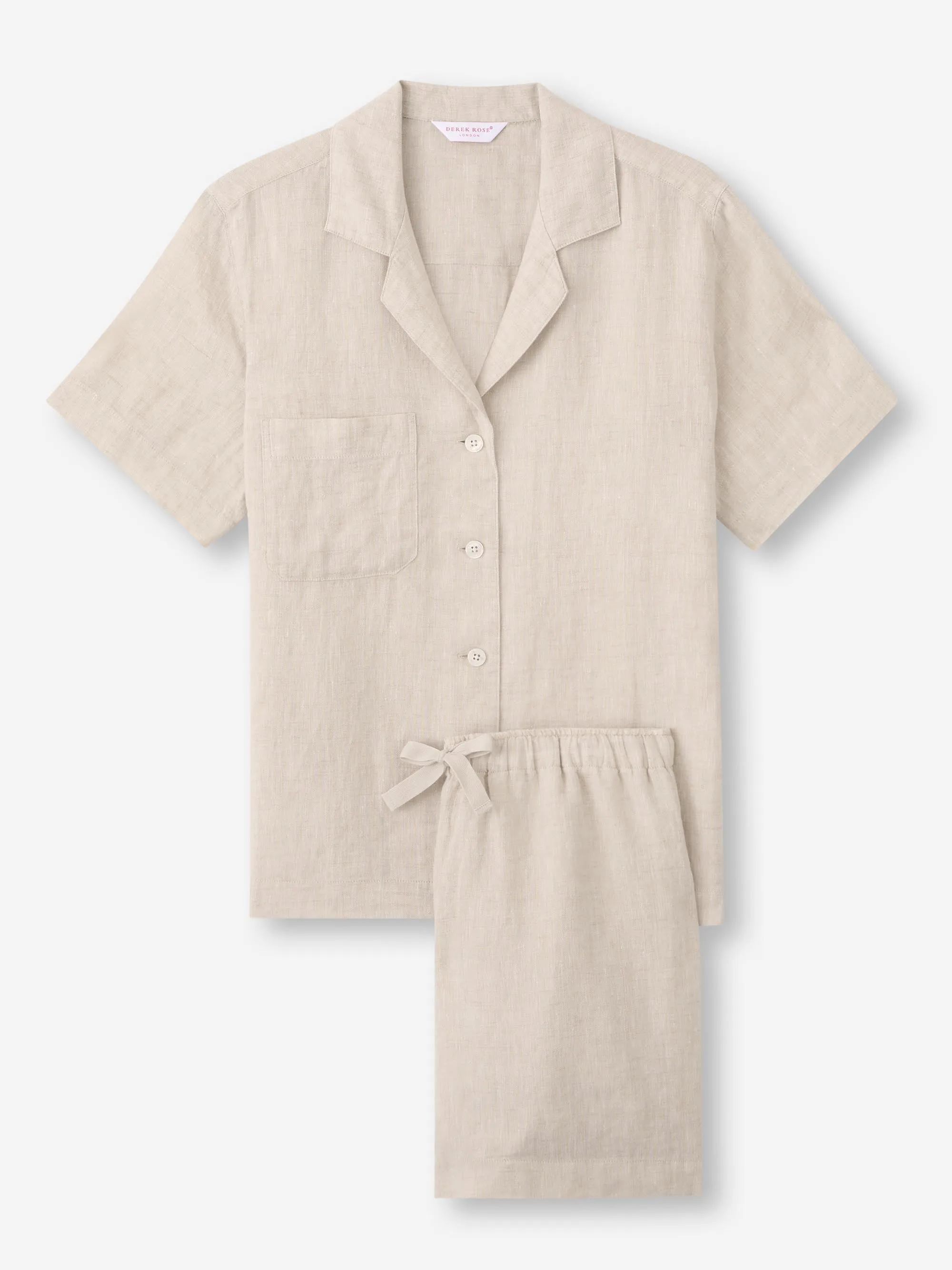 Women's Short Pajamas Sicily Linen Sand sold by Derek Rose product image thumbnail 2