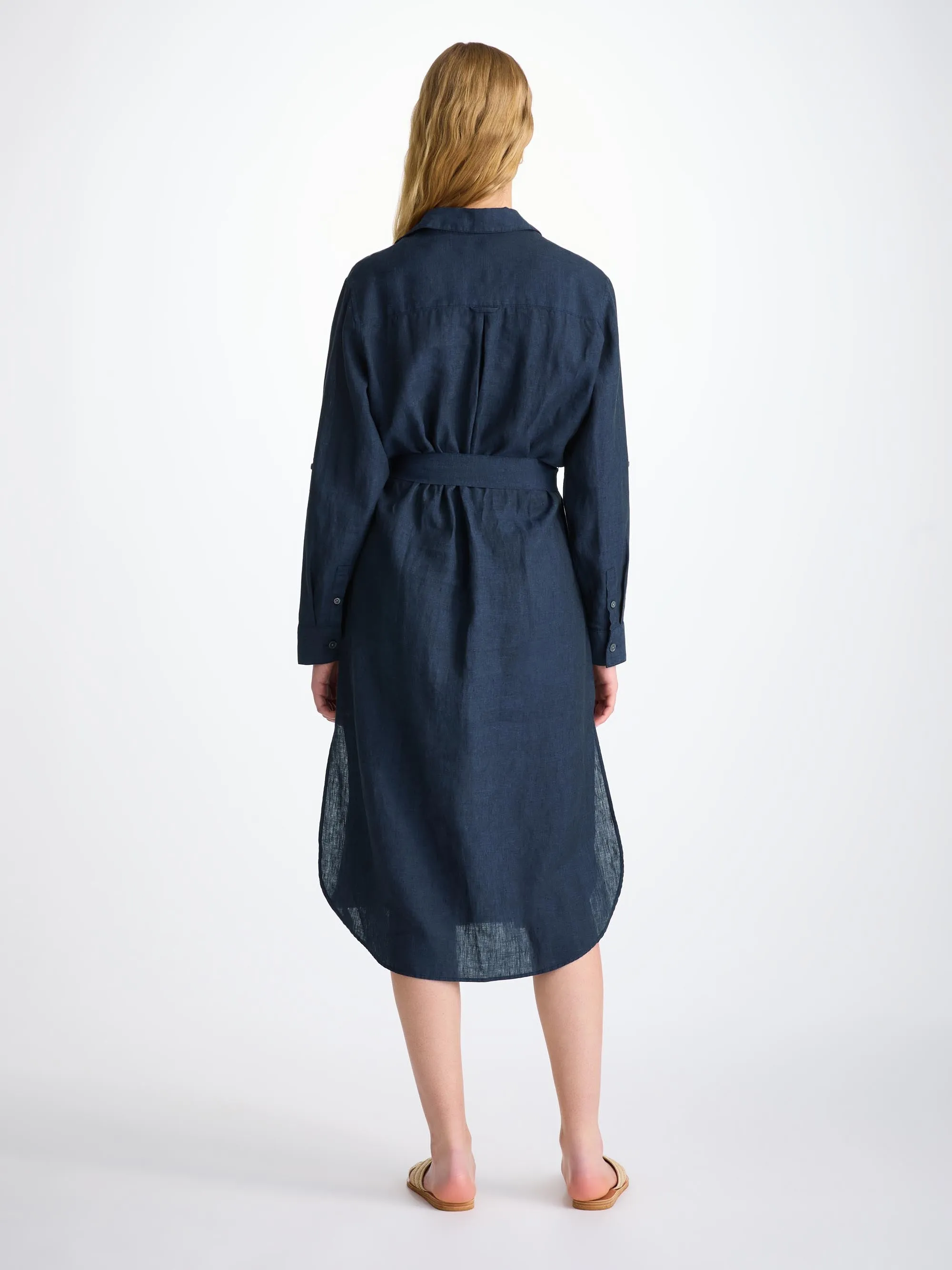 Women's Dress Sicily Linen Navy sold by Derek Rose product image thumbnail 4
