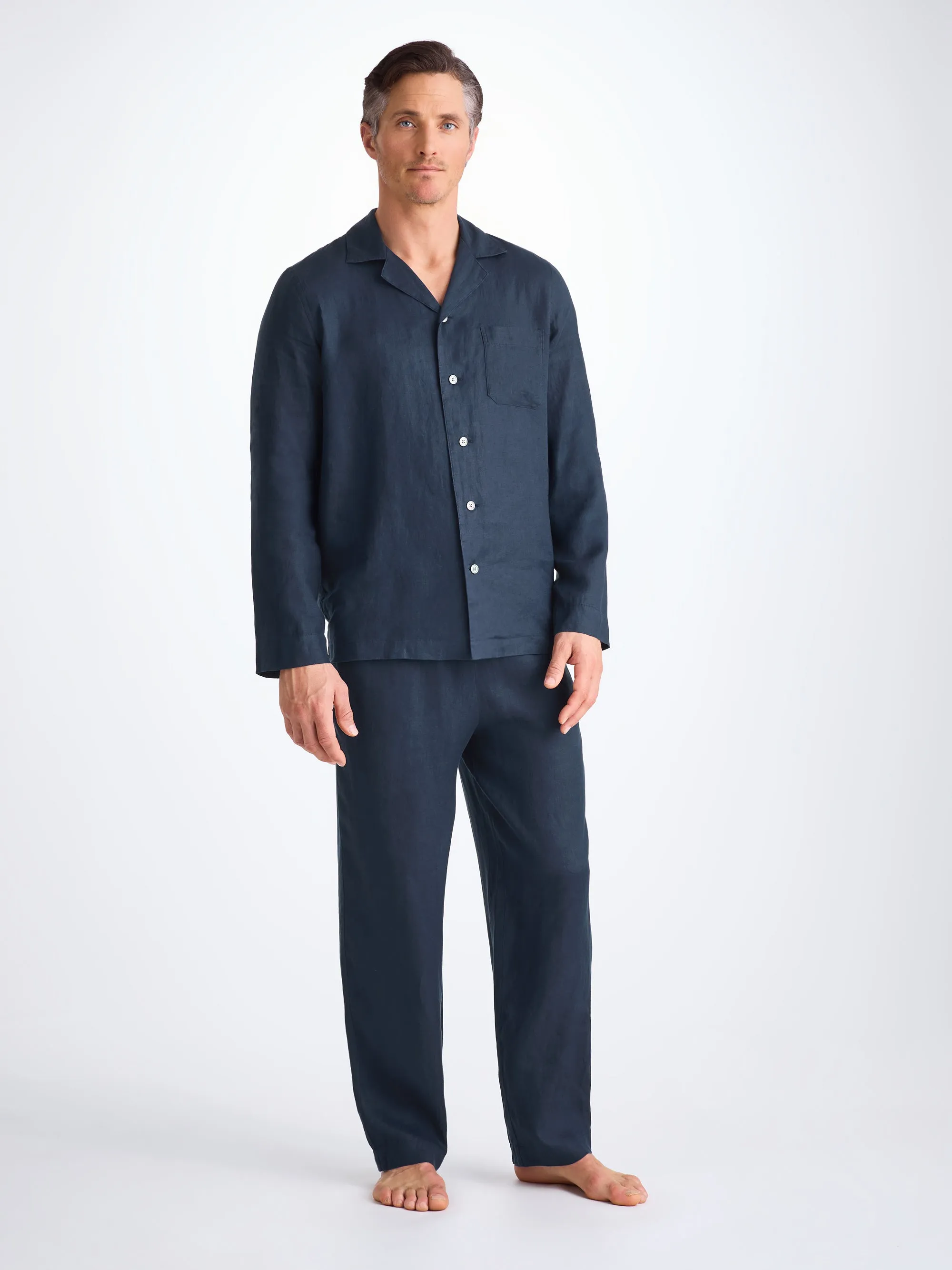 Men's Pajamas Sicily Linen Navy sold by Derek Rose product image thumbnail 3