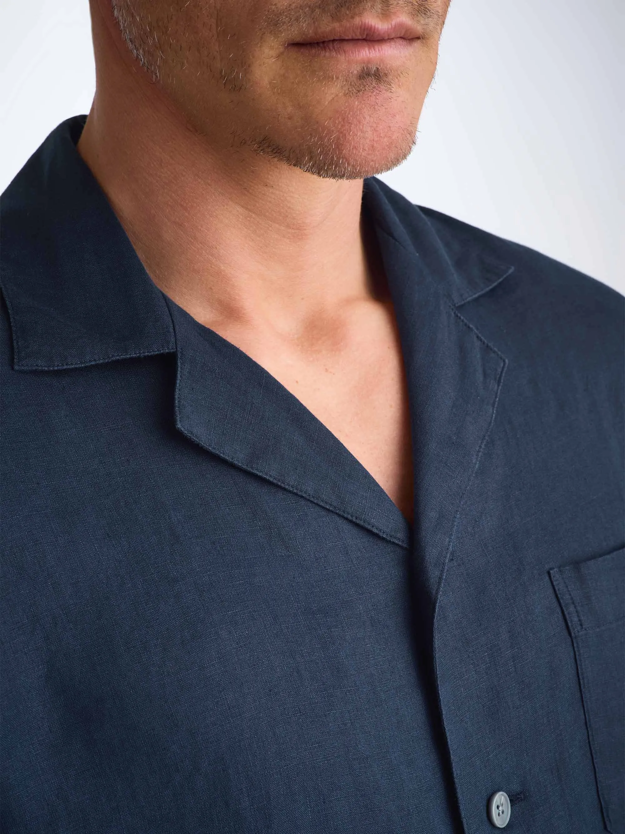 Men's Pajamas Sicily Linen Navy sold by Derek Rose product image thumbnail 5