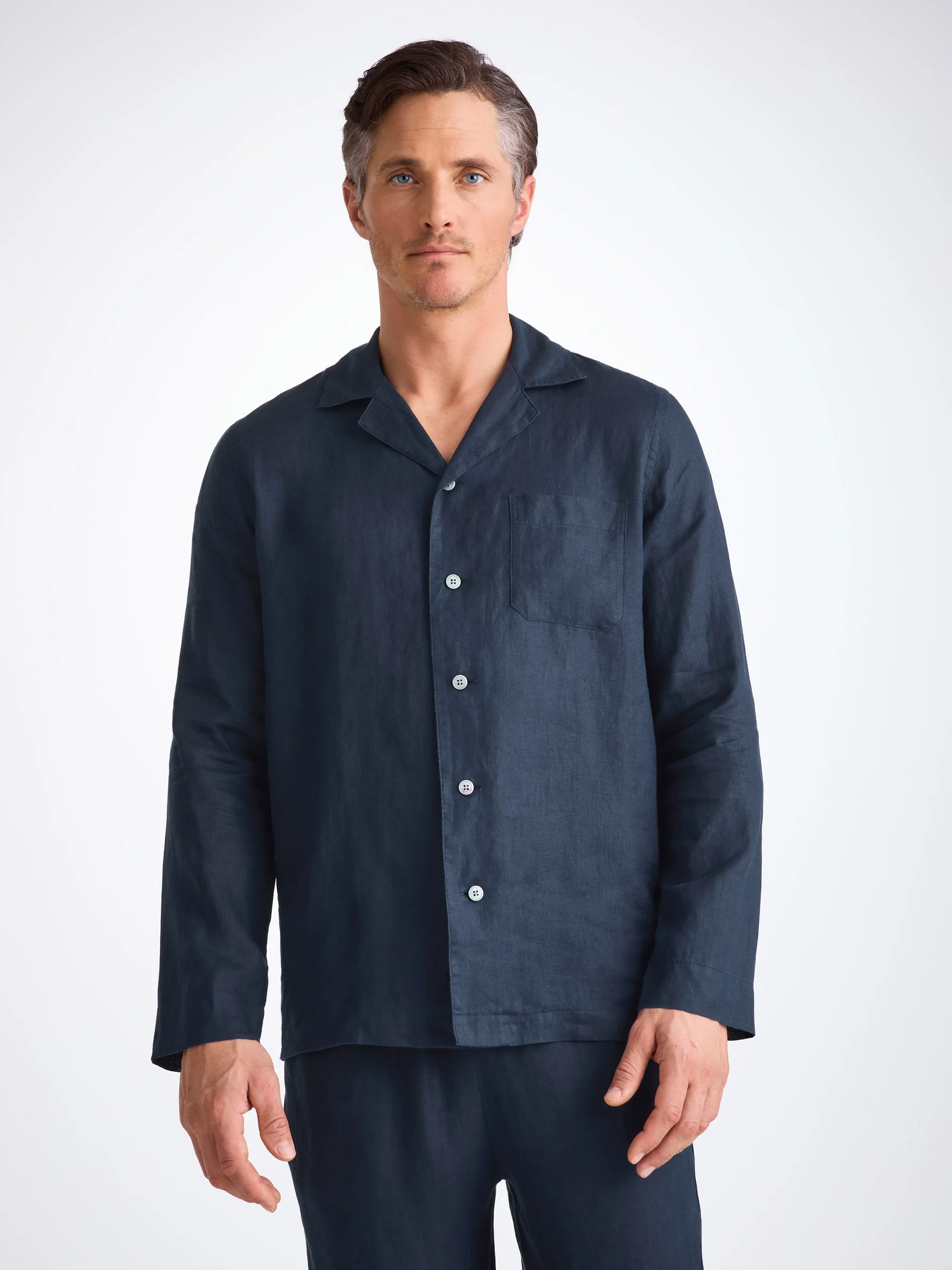 Men's Pajamas Sicily Linen Navy sold by Derek Rose product image thumbnail 2