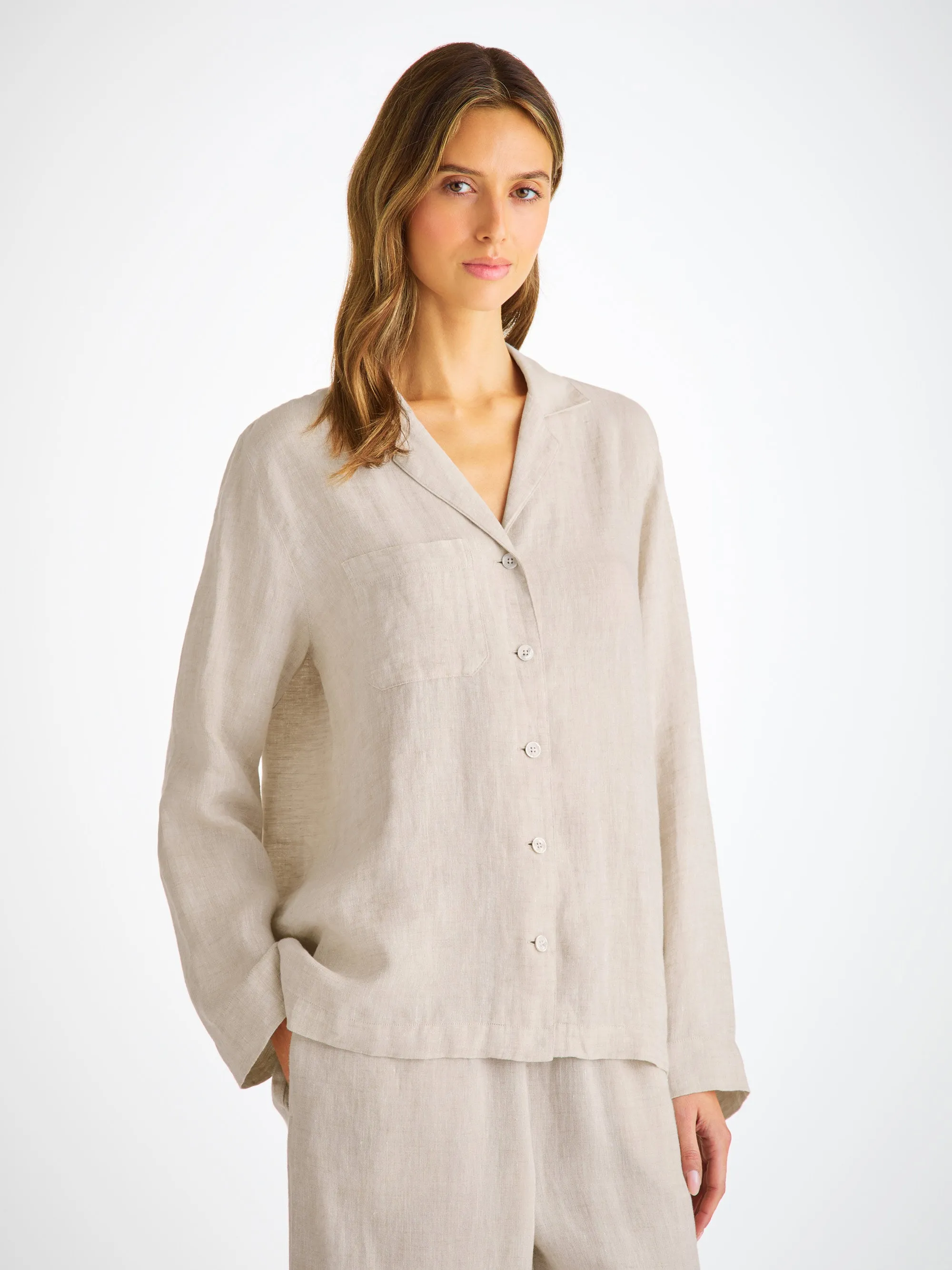 Women's Pajamas Sicily Linen Sand sold by Derek Rose product image thumbnail 3