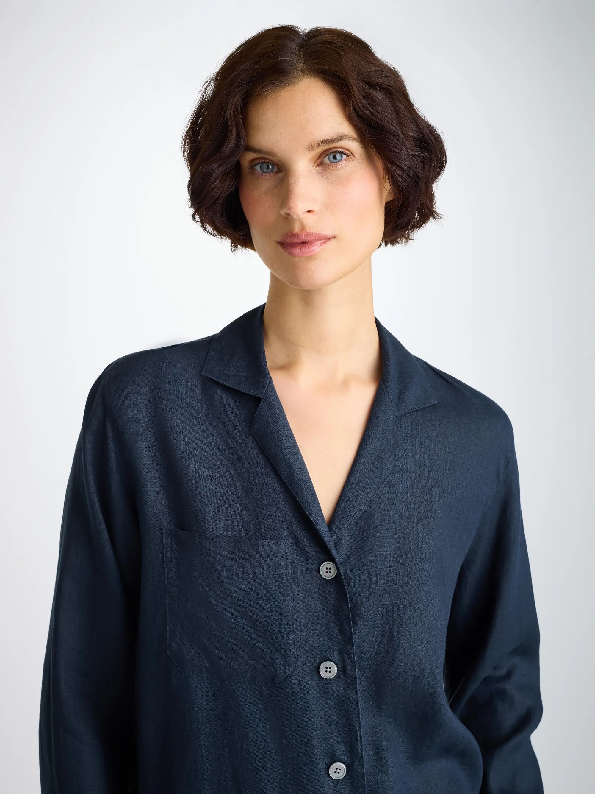 Women's Pajamas Sicily Linen Navy sold by Derek Rose product image thumbnail 5