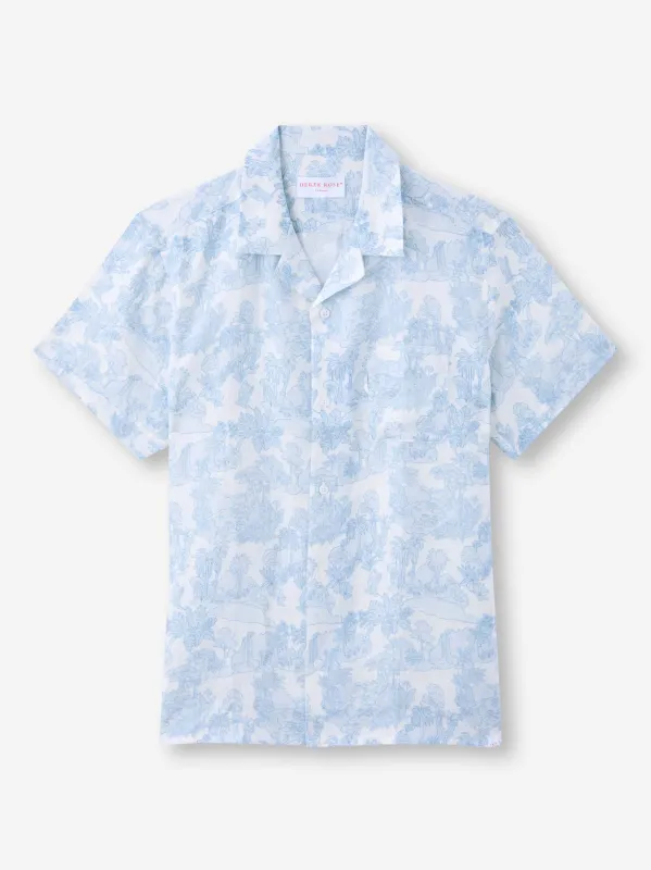 Men's Short Sleeve Shirt Milan 26 Linen White sold by Derek Rose