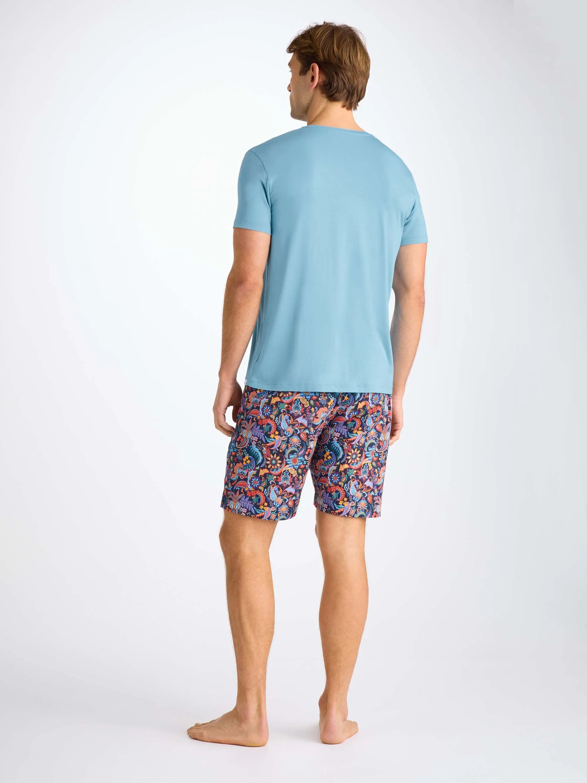 Men's V-Neck T-Shirt Basel Micro Modal Stretch Ocean Blue sold by Derek Rose product image thumbnail 4