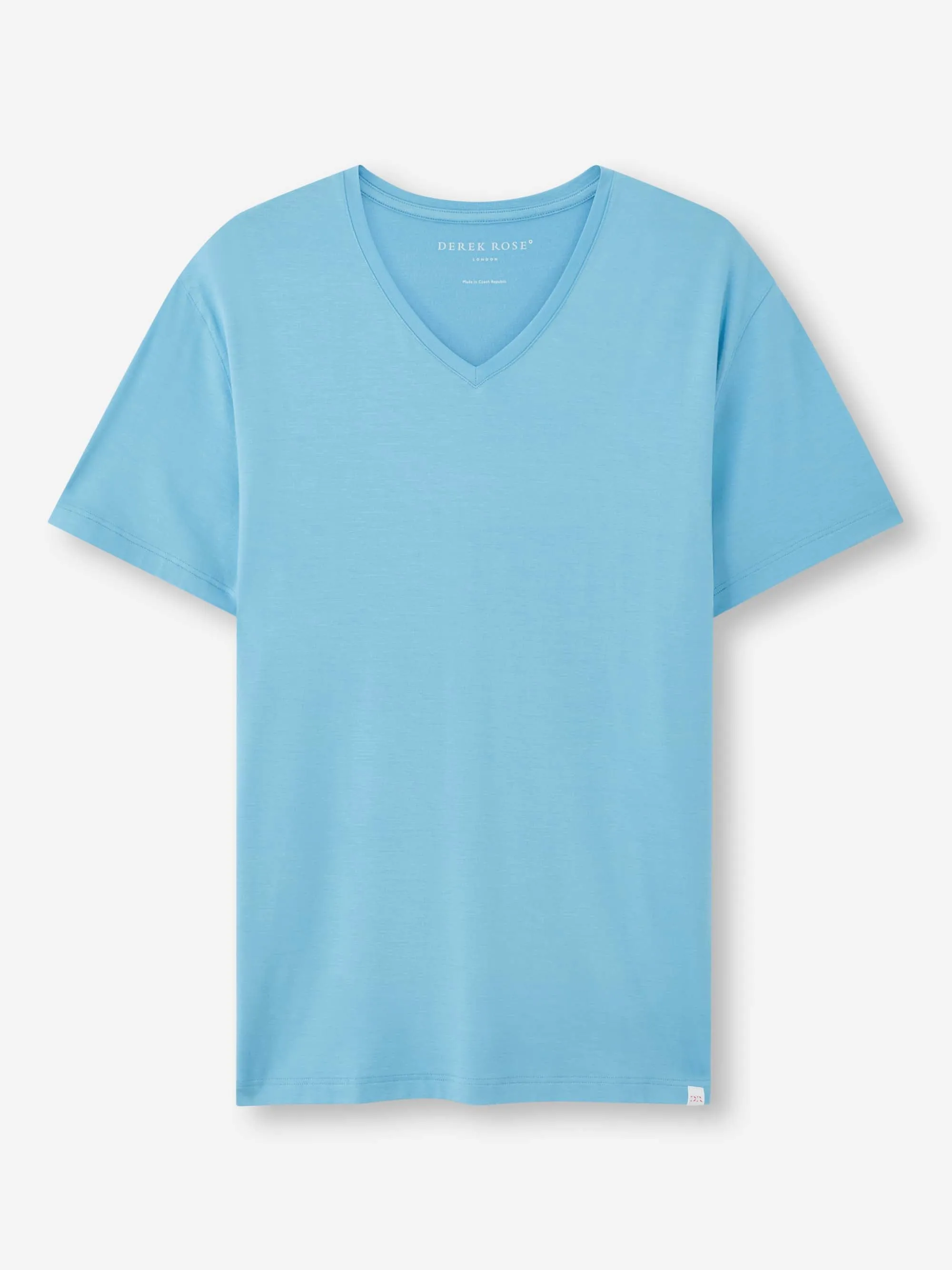 Men's V-Neck T-Shirt Basel Micro Modal Stretch Ocean Blue sold by Derek Rose
