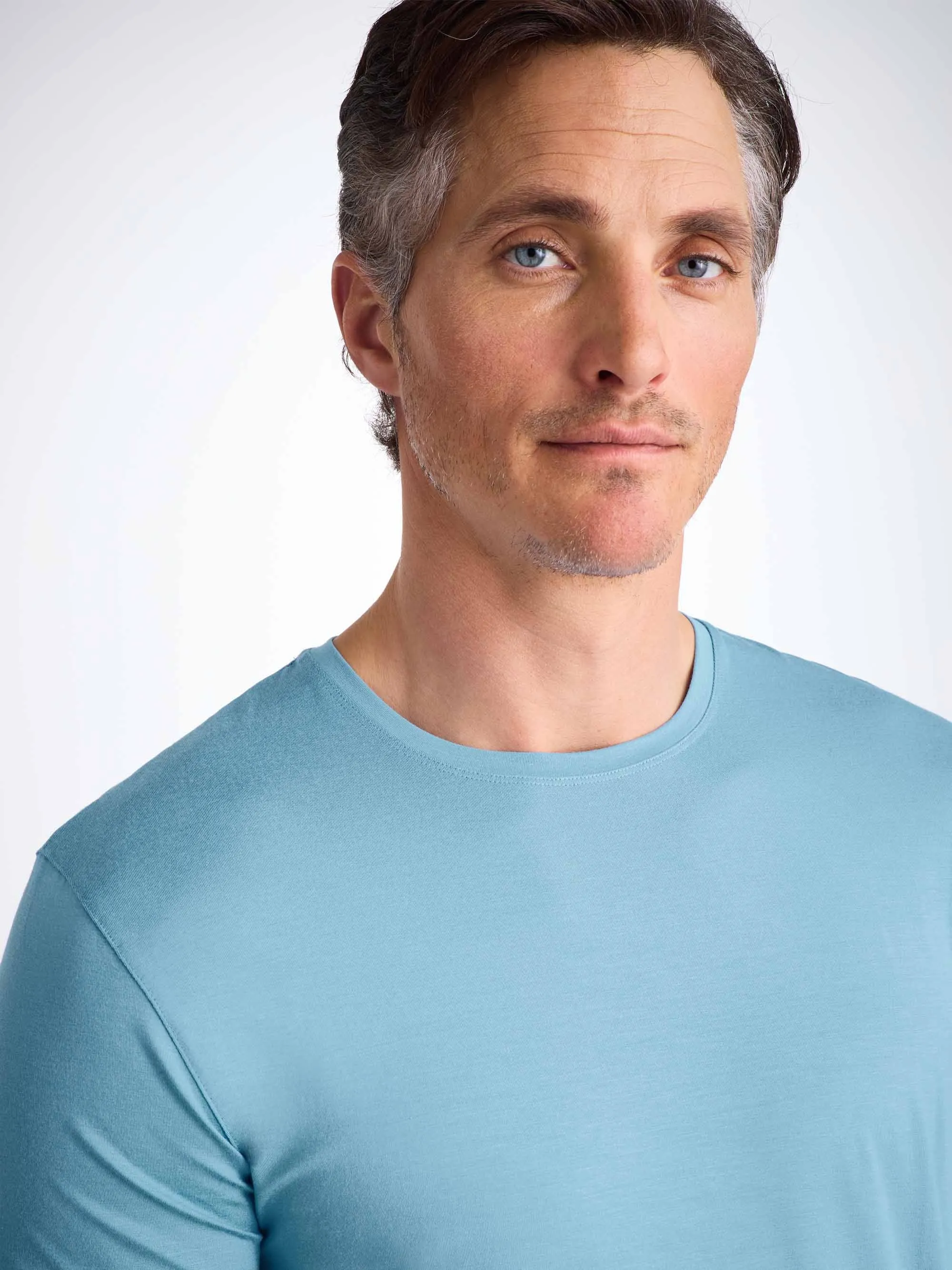 Men's T-Shirt Basel Micro Modal Stretch Ocean Blue sold by Derek Rose product image thumbnail 5