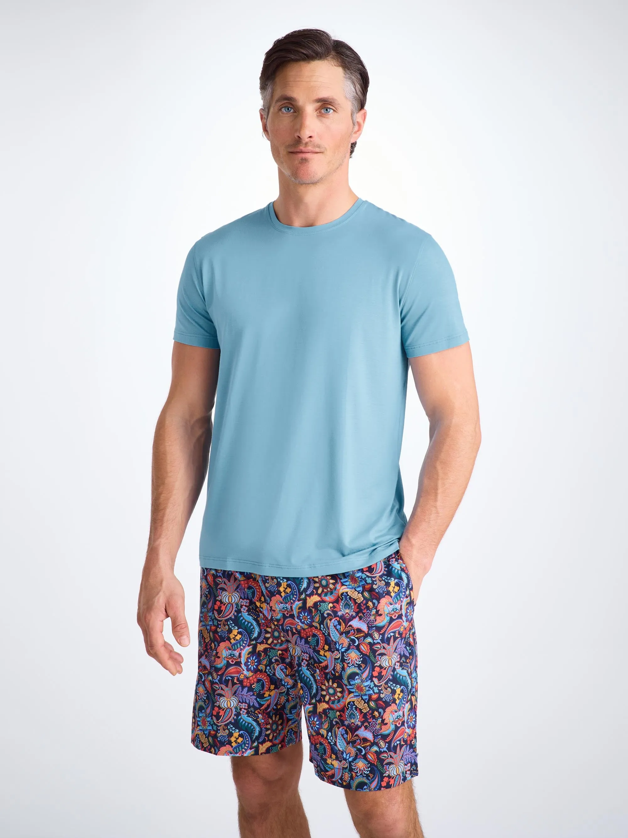 Men's T-Shirt Basel Micro Modal Stretch Ocean Blue sold by Derek Rose product image thumbnail 2