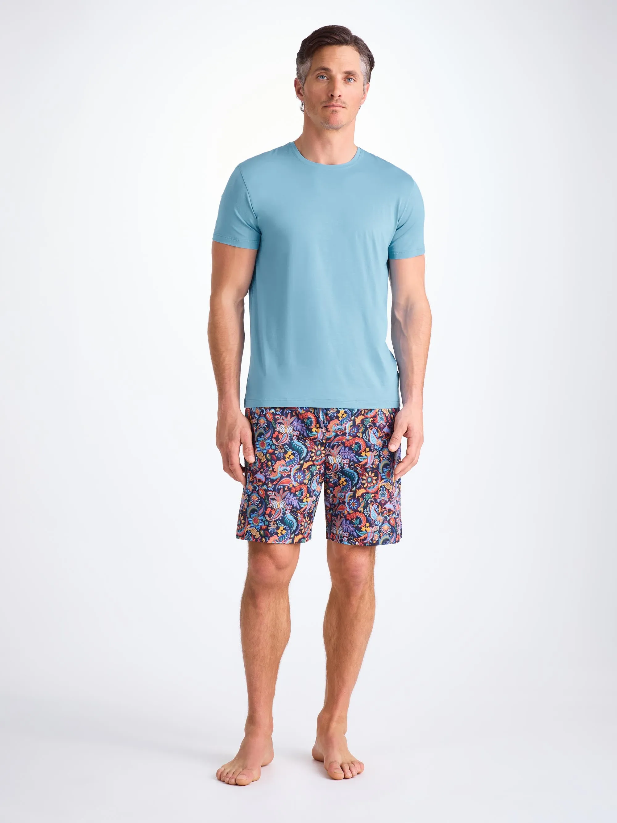 Men's T-Shirt Basel Micro Modal Stretch Ocean Blue sold by Derek Rose product image thumbnail 3